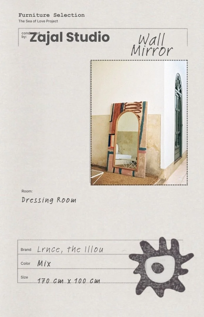 Lrnce decorative statement mirror selected for the dressing room styling concept in the Sea of Love project.