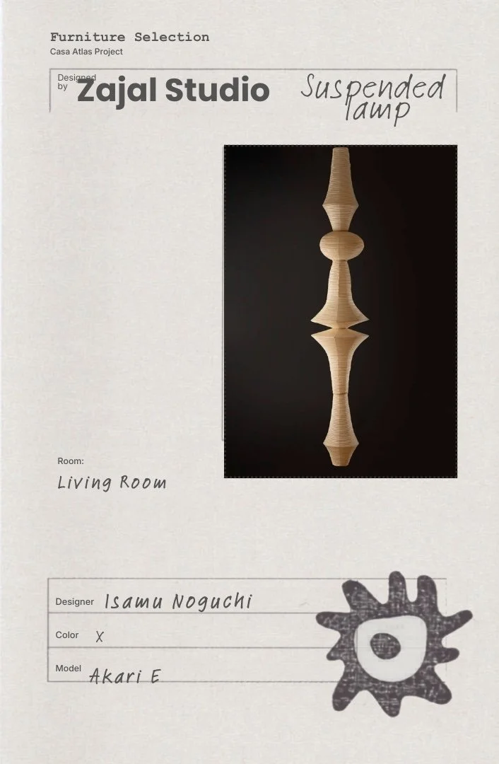 Isamu Noguchi Akari pendant lamp selected for the Casa Atlas living room styling project.
