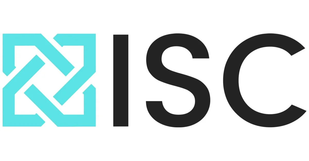 Logo with a teal interwoven geometric design and the black letters 'ISC'.