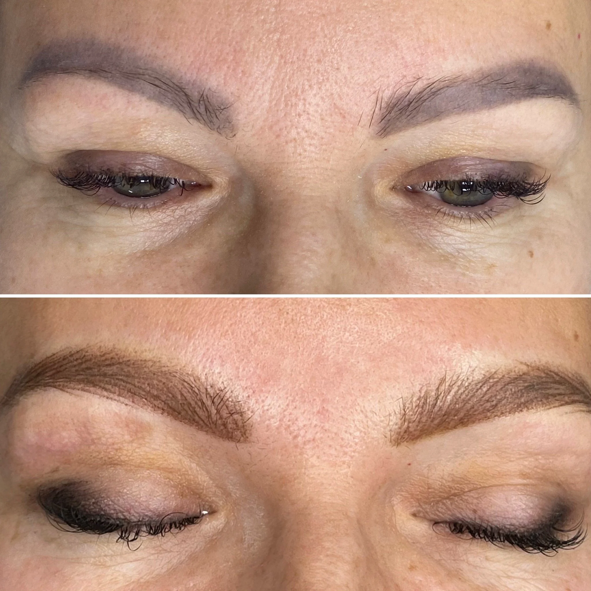 Unwanted permanent makeup removed with Rejuvi Tattoo Removal and then redesigned - tailored to the client's features and current aesthetic.
