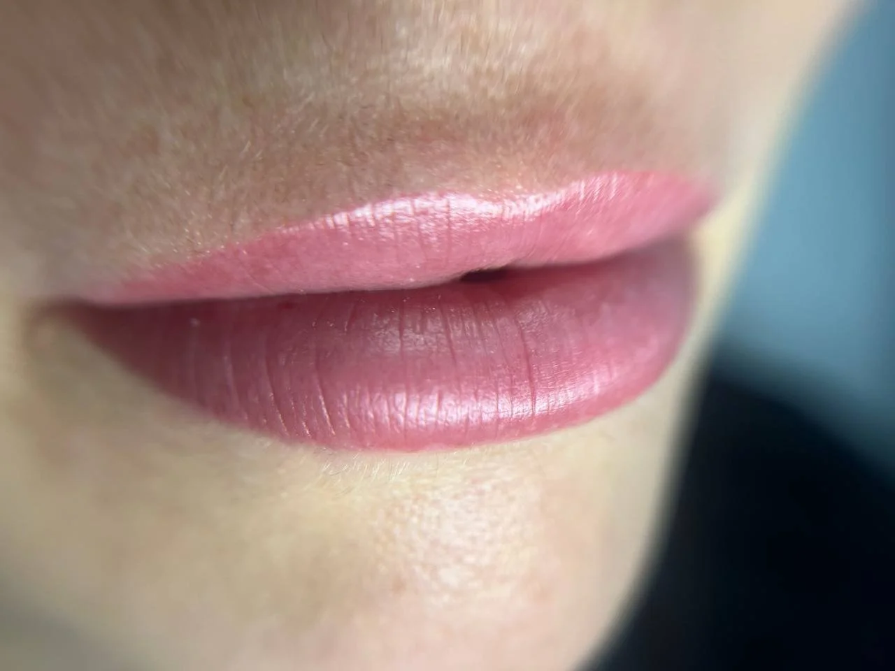 Lip blush permanent makeup- natural lip colour enhancement with refined shape definition in London 