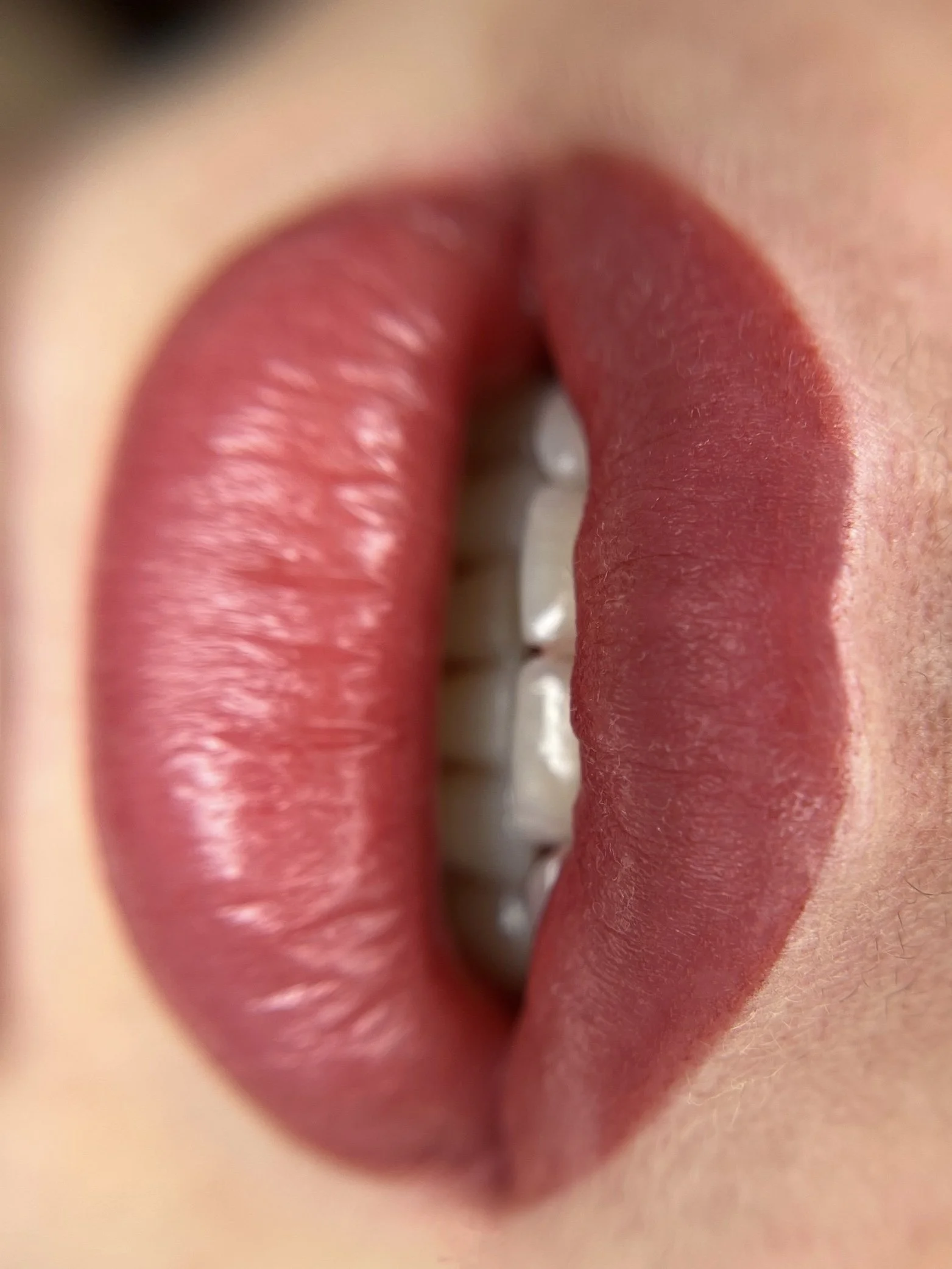 Lip blush permanent makeup- natural lip colour enhancement with refined shape definition in London