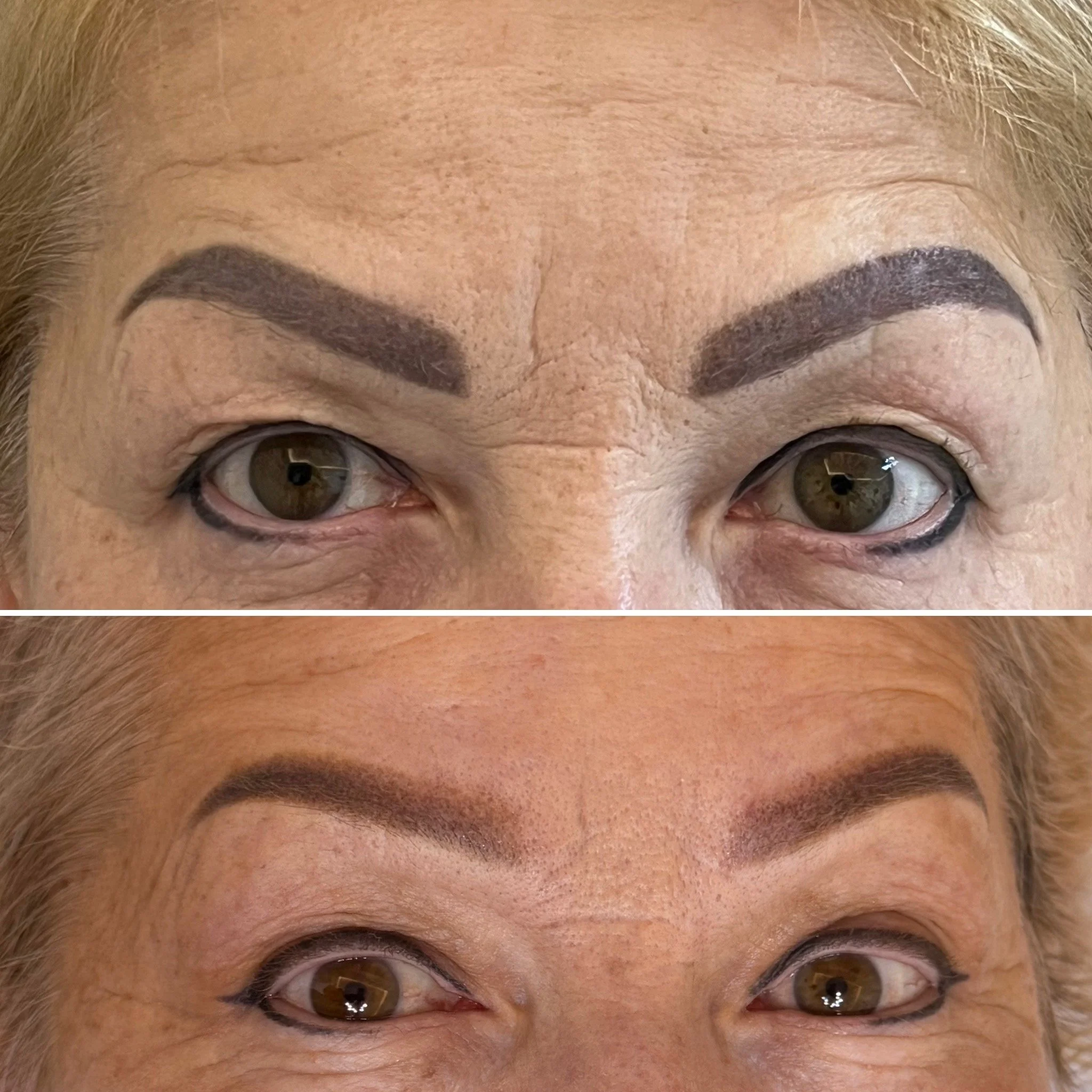 Unwanted permanent makeup removed with Rejuvi Tattoo Removal and then redesigned - tailored to the client's features and current aesthetic.