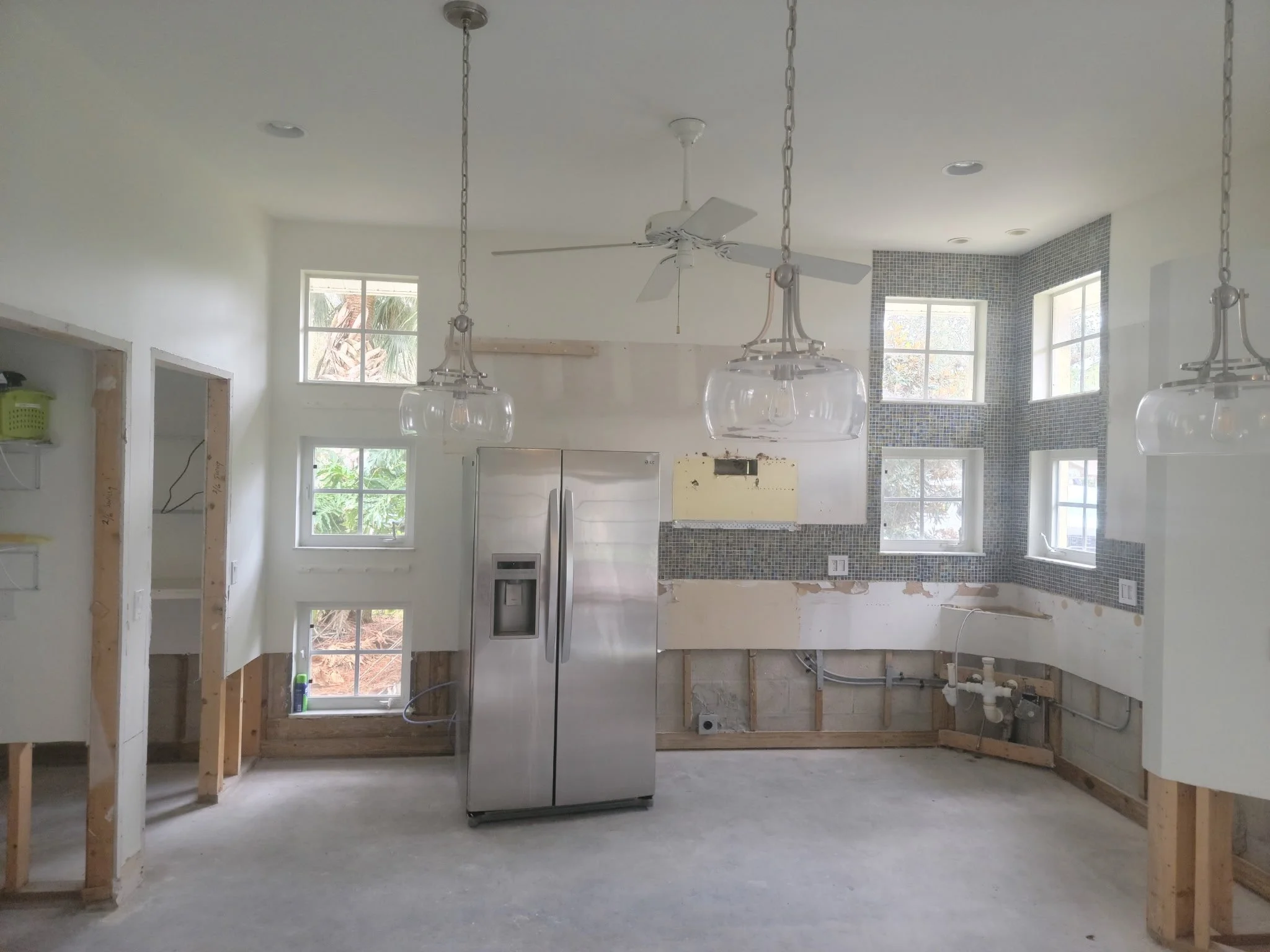 Gutted hurricane damaged home awaiting remodel
