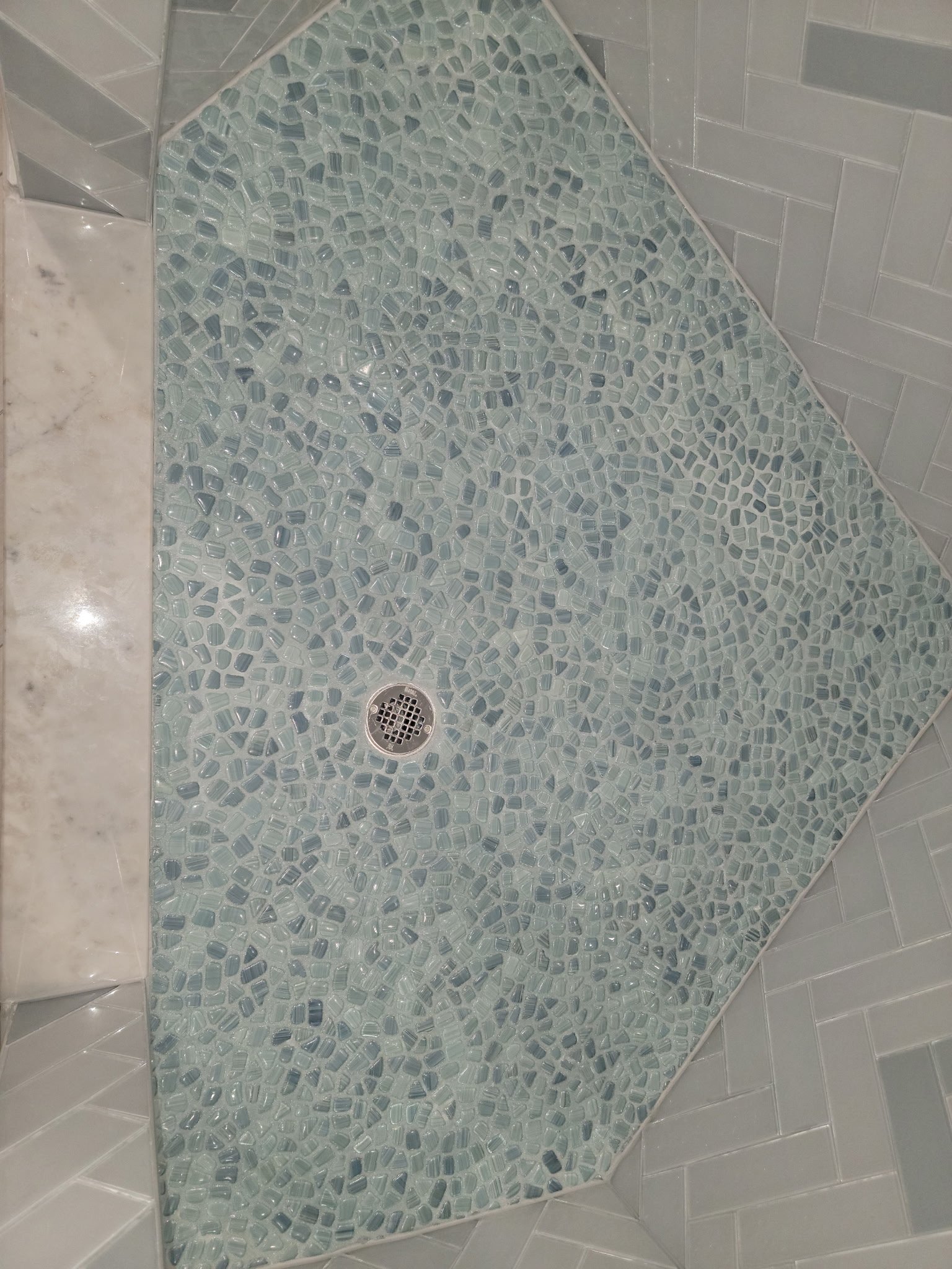 Mrs. W - Bath remodel - close up of floor tiles