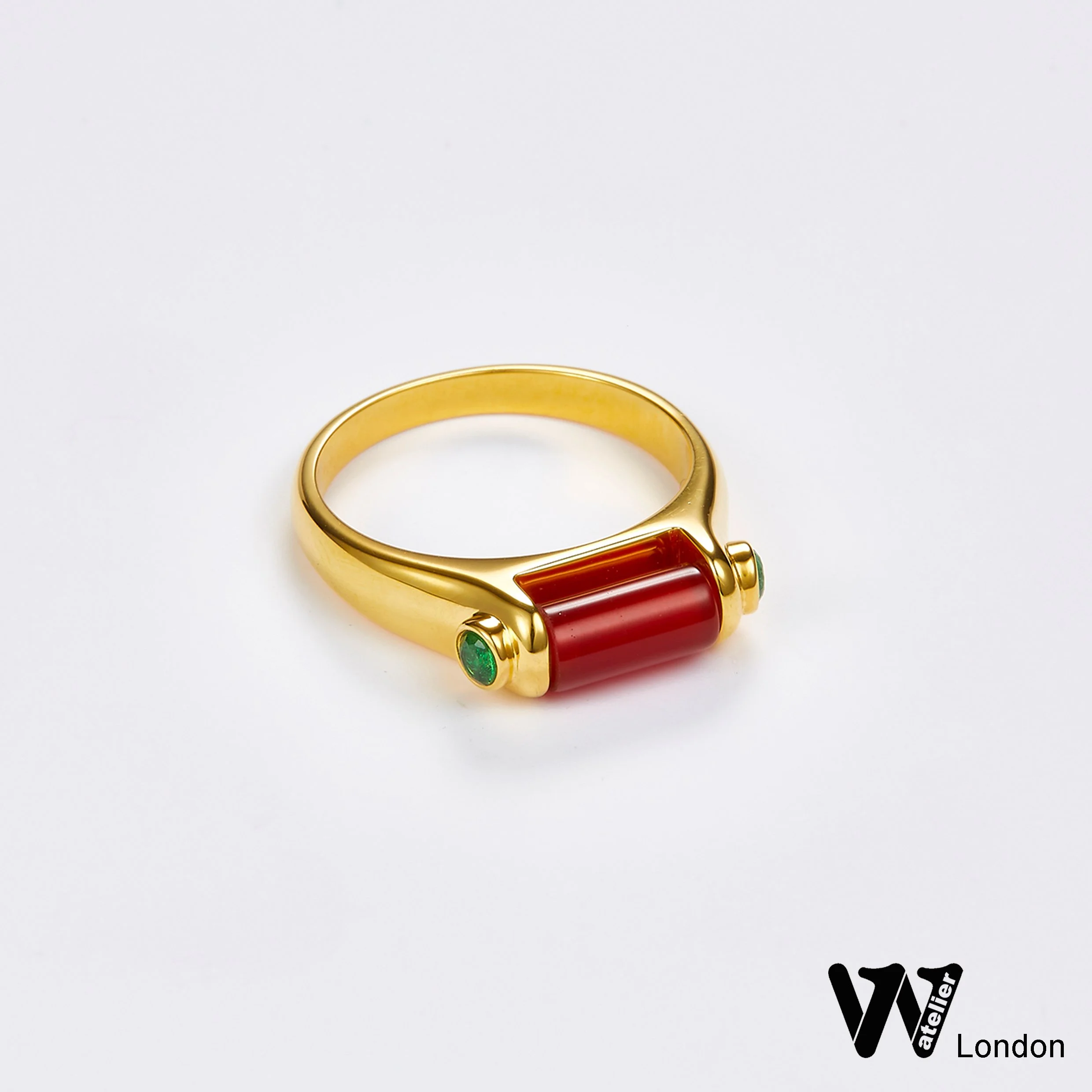 Luckyme Ring Sterling Silver set with Carnelian