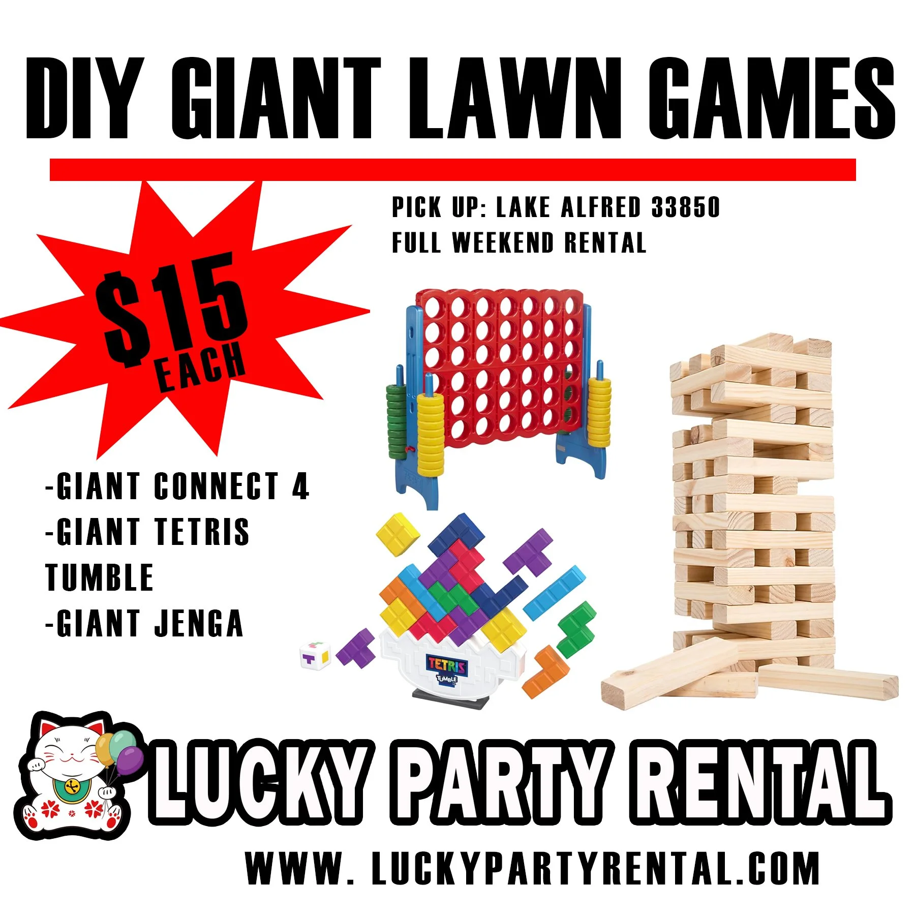GIANT OUTDOOR LAWN GAMES- FULL WEEKEND RENTAL
