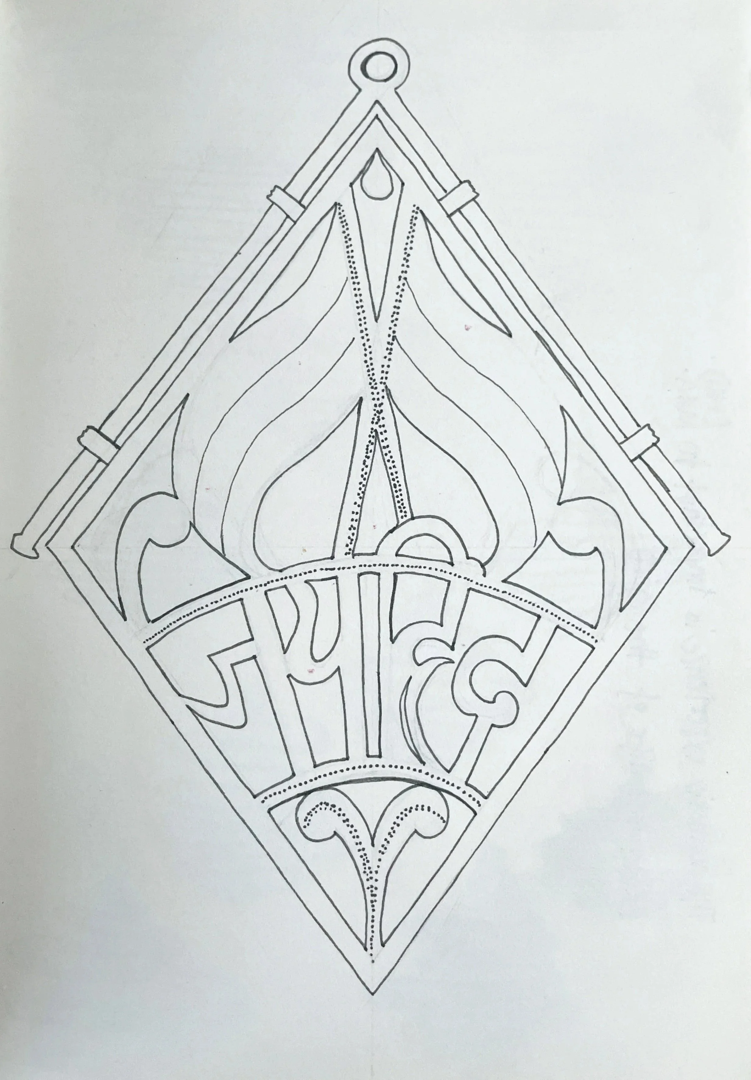 जय हिन्द Jai Hind Necklace Pendant, My Dadi's, Pencil &amp; Fine Liner 2023