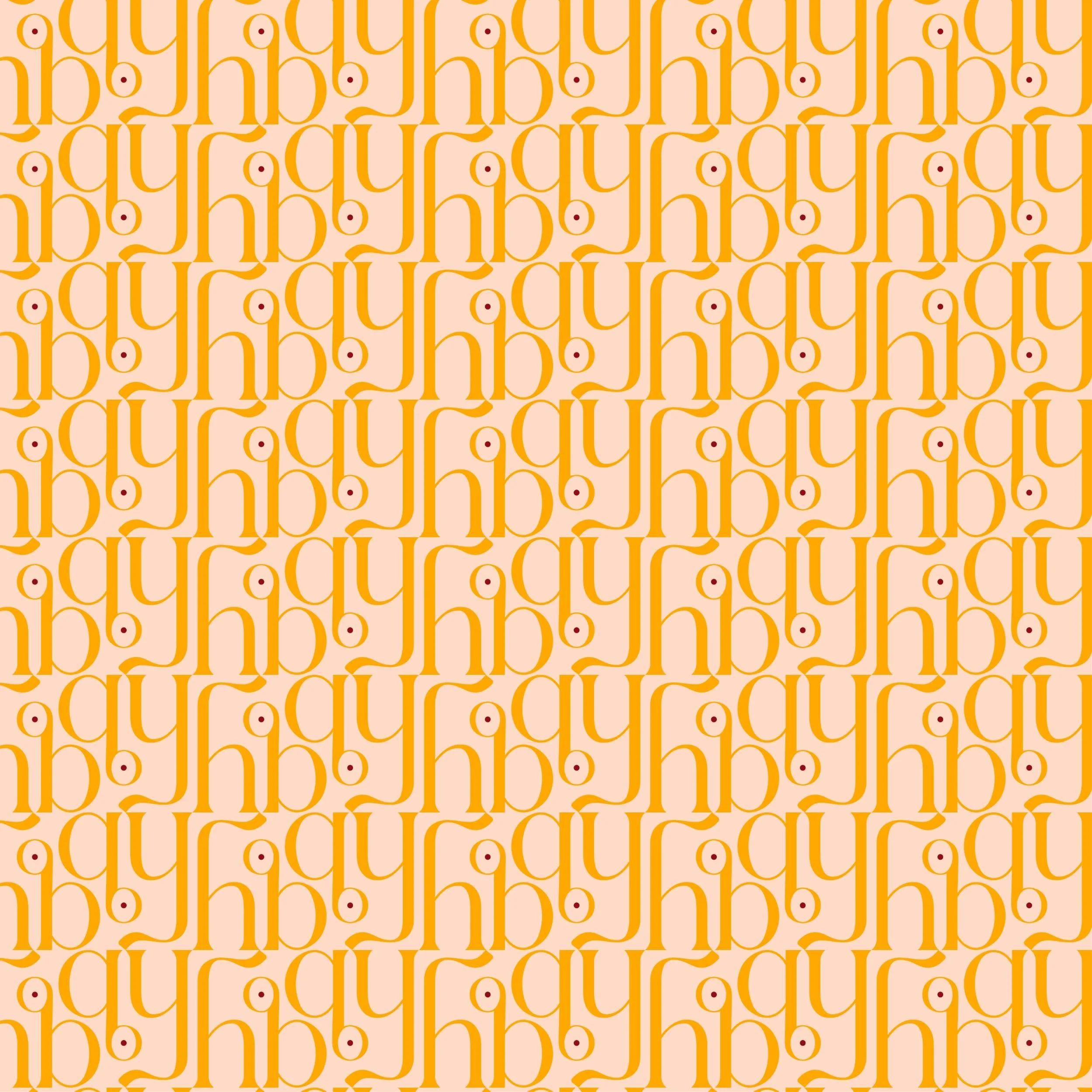 H O B monogram logo pattern repeated in yellow on a pink background