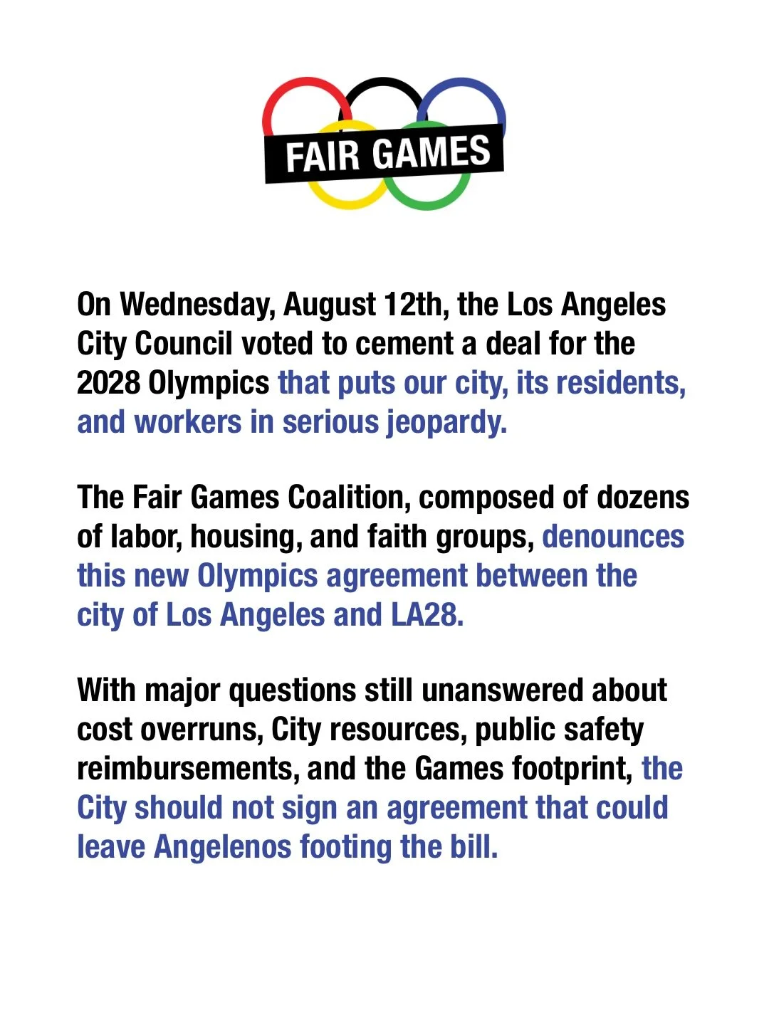 The 2028 Games should leave Los Angeles better off &mdash; not leave Angelenos with the bill.