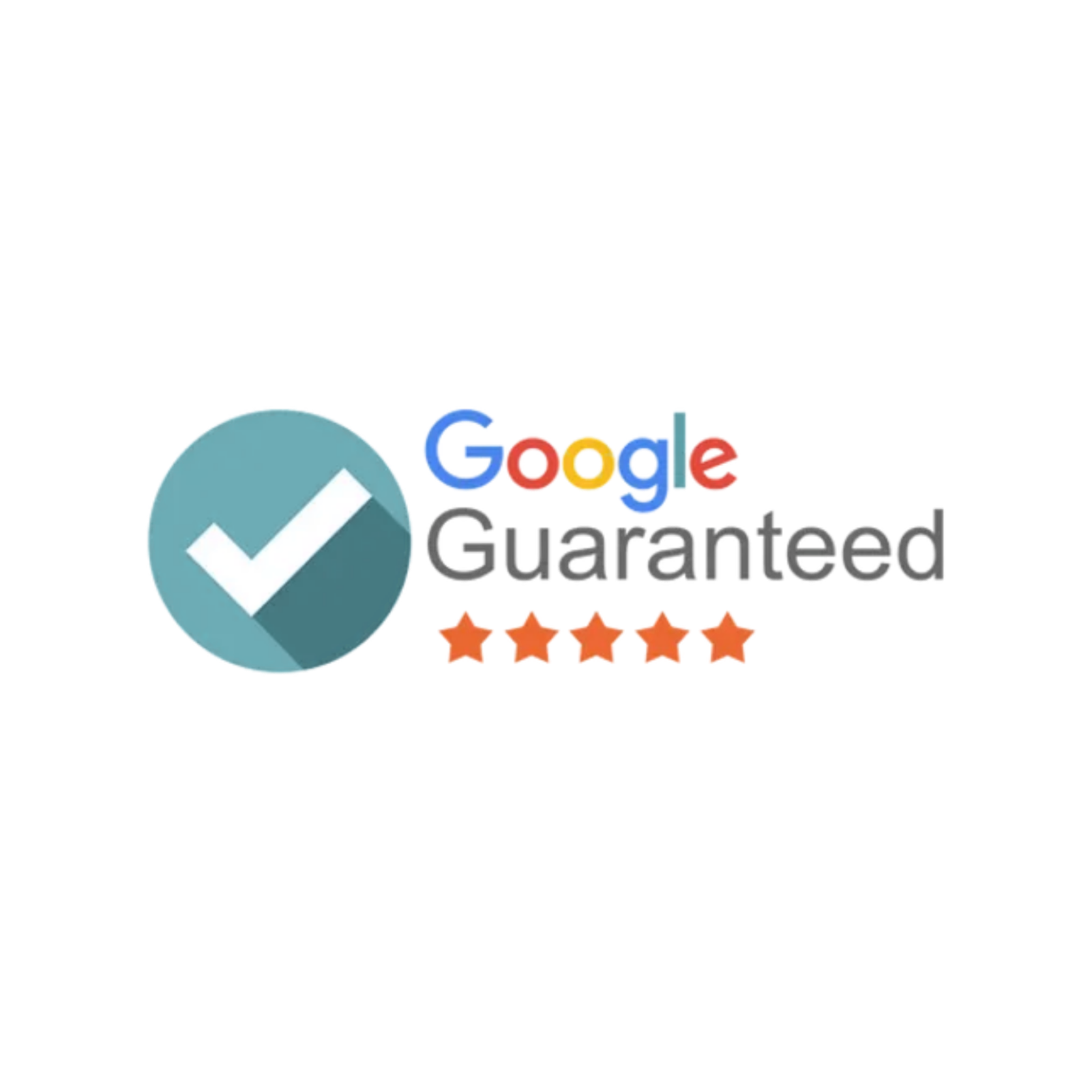 Google Guaranteed badge with checkmark icon and five-star rating.