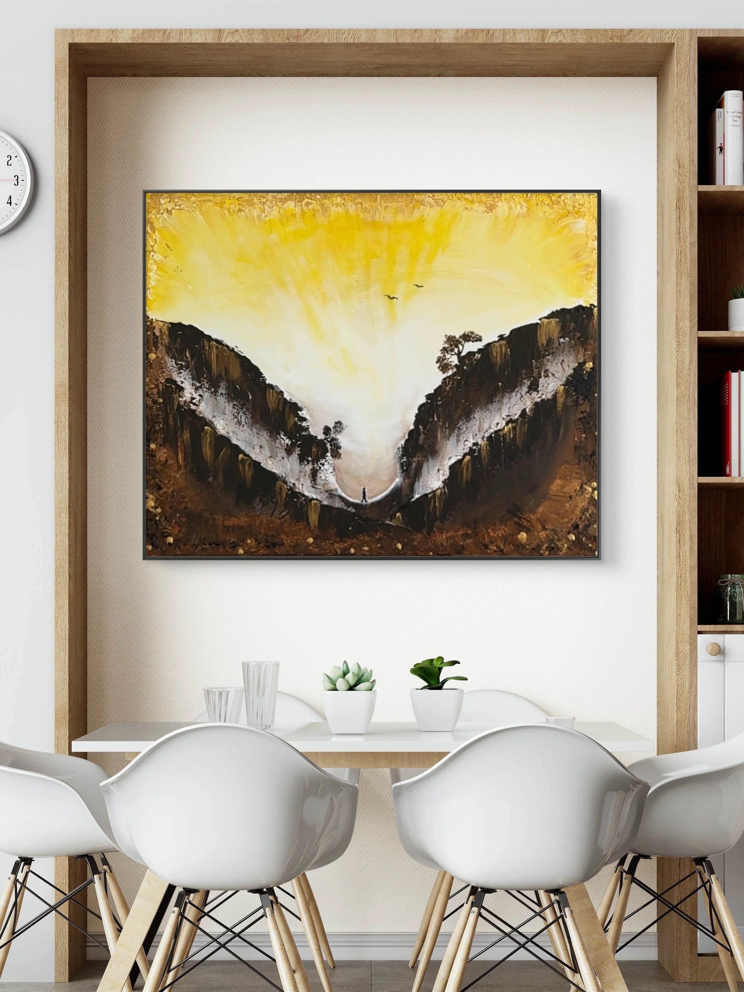 Before the Rise contemporary fine art print by Isvia displayed in a minimal interior