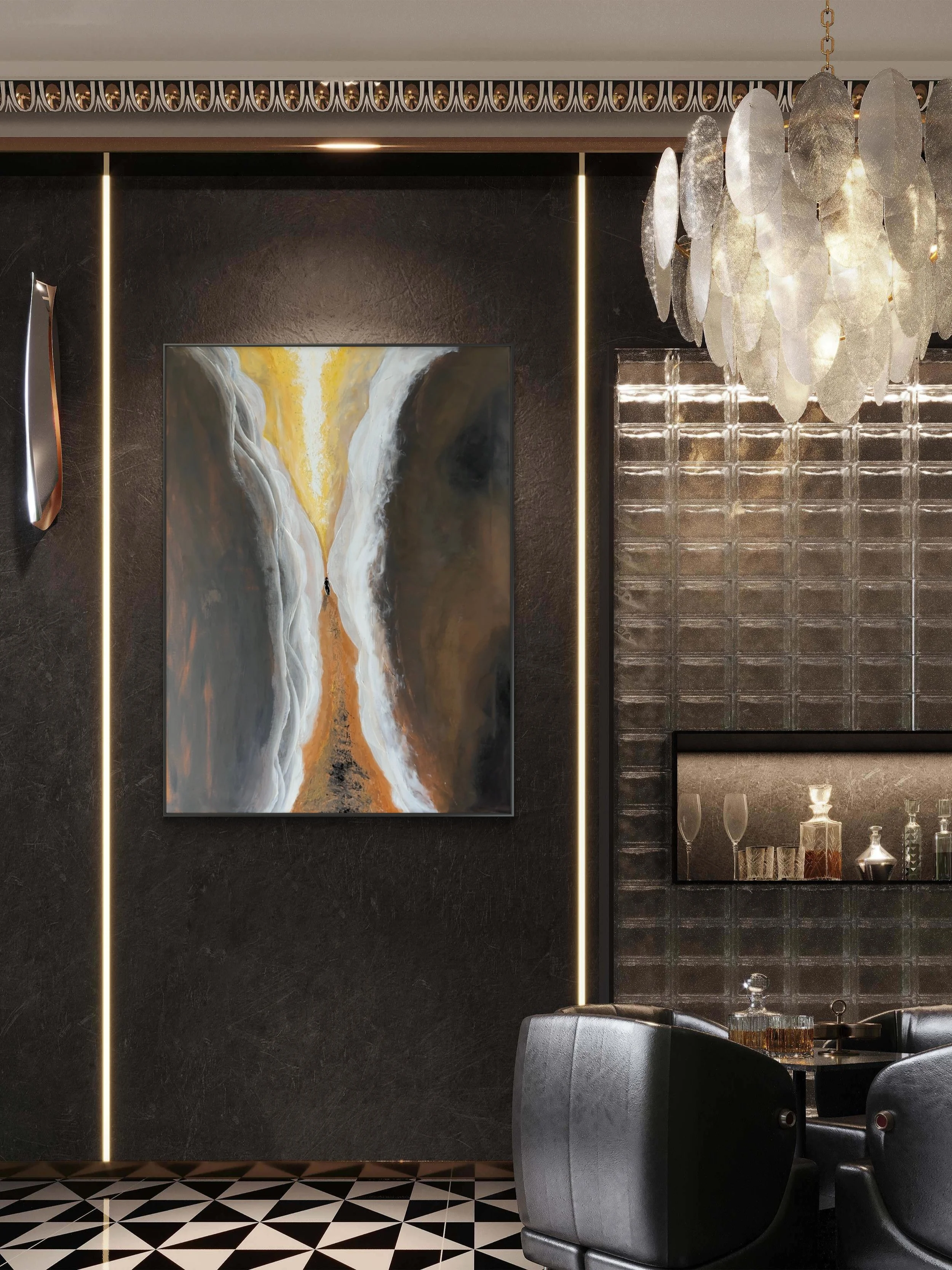 Quiet Ascent fine art print by Isvia displayed in a calm contemporary neutral interior