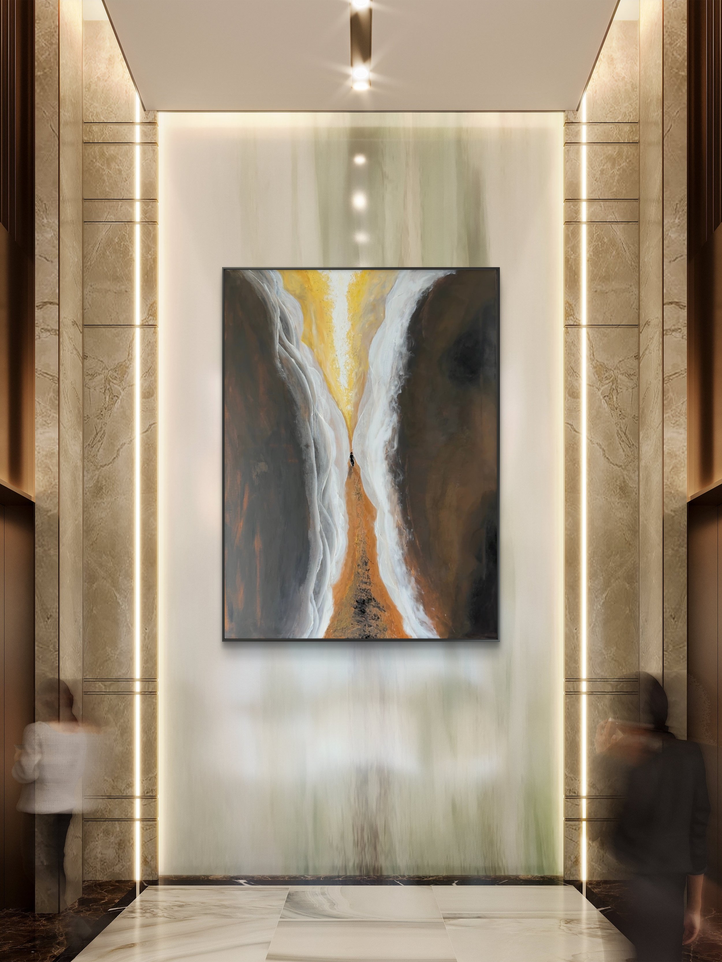 Quiet Ascent fine art print by Isvia displayed in a calm contemporary neutral interior