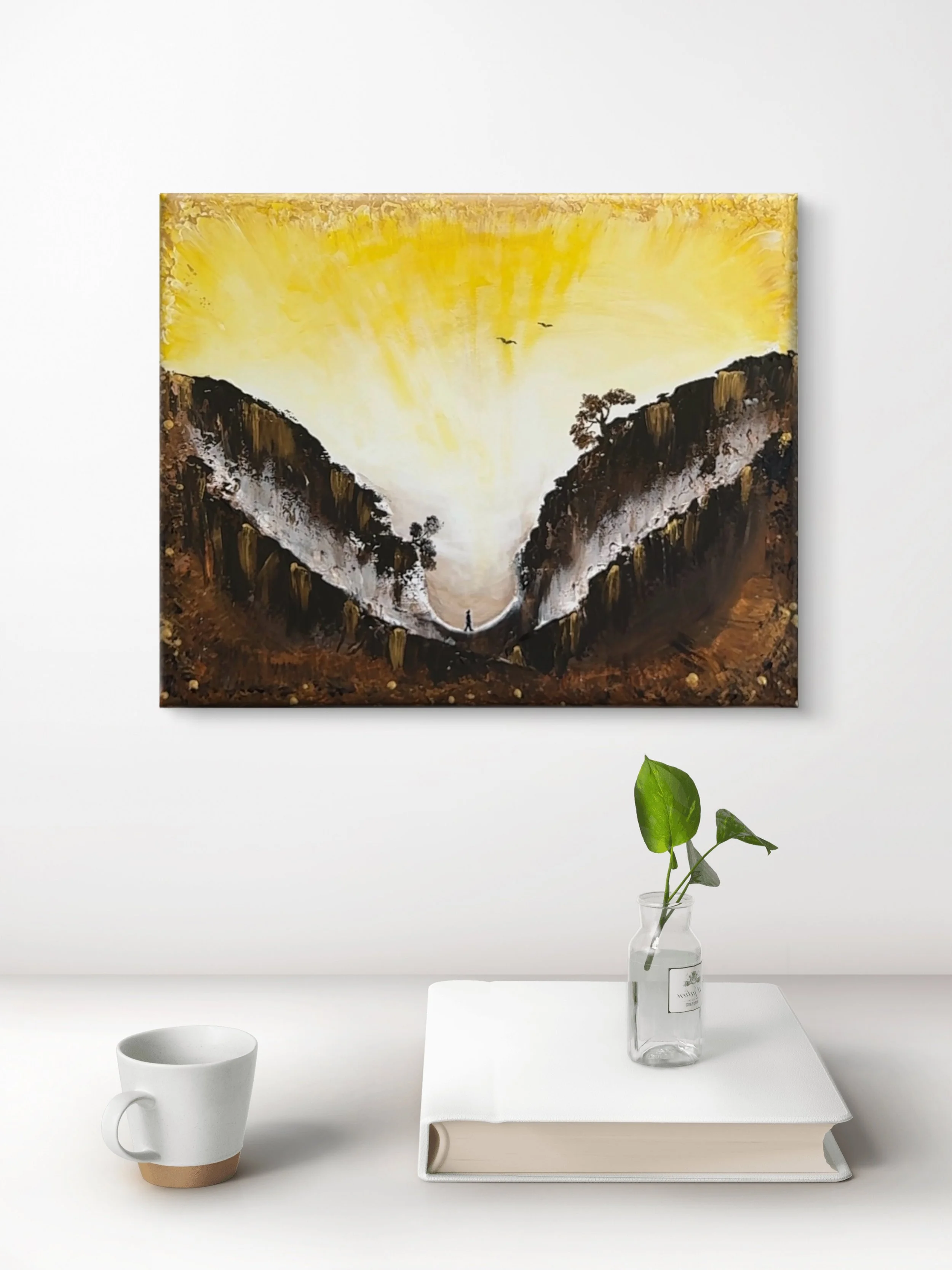 Before the Rise contemporary fine art print by Isvia displayed in a minimal interior