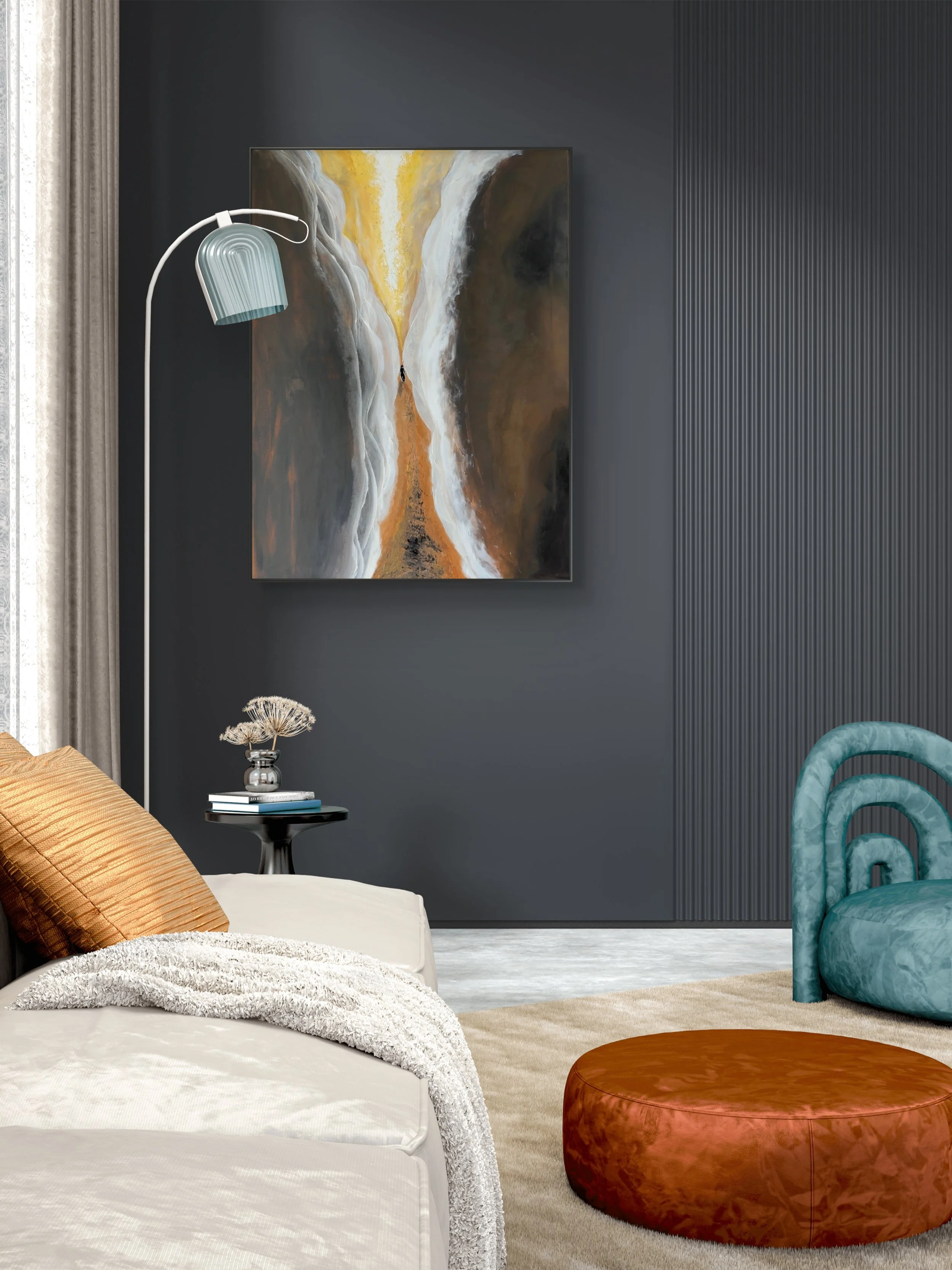 Quiet Ascent fine art print by Isvia displayed in a calm contemporary neutral interior