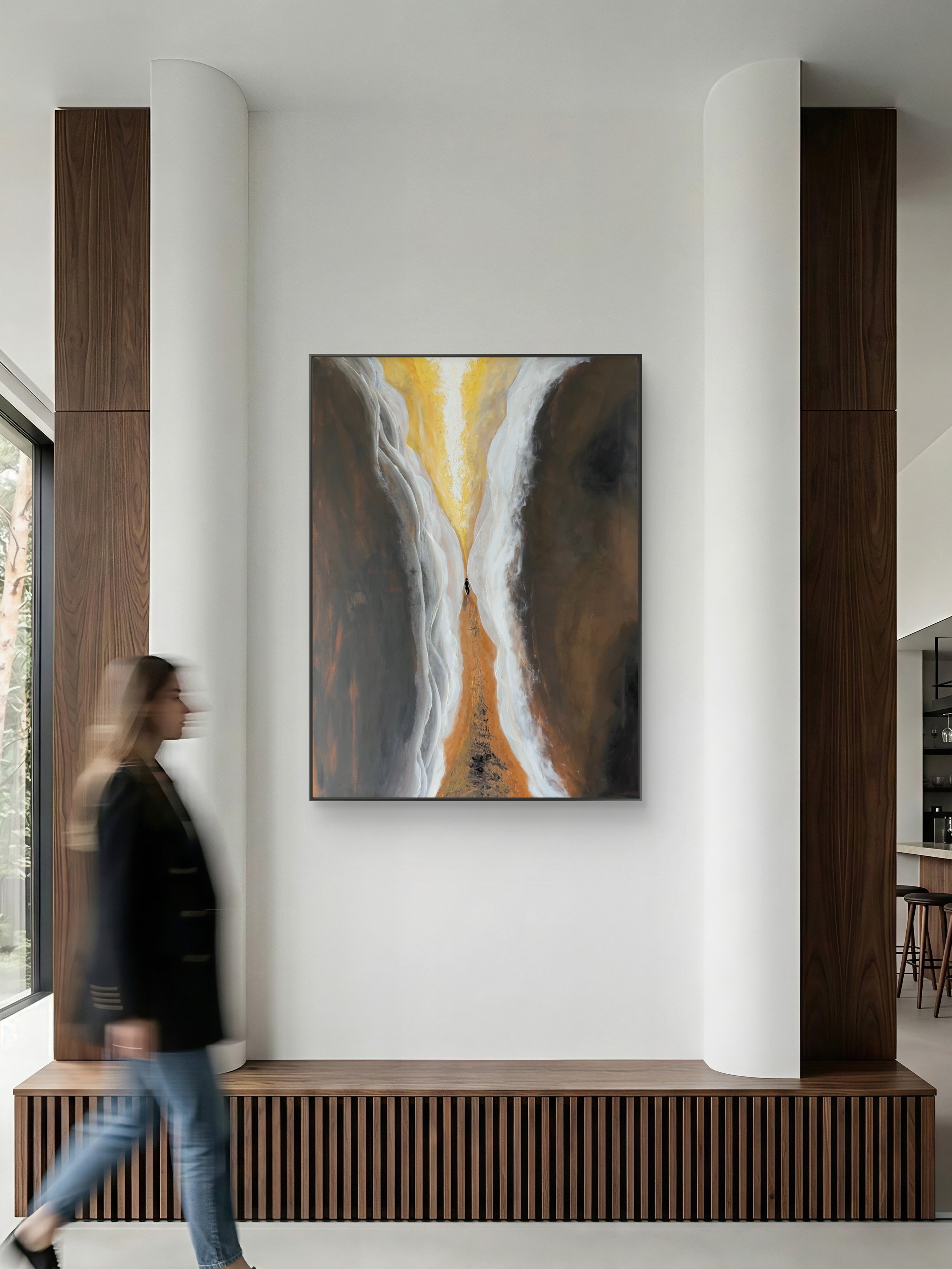 Quiet Ascent fine art print by Isvia displayed in a calm contemporary neutral interior
