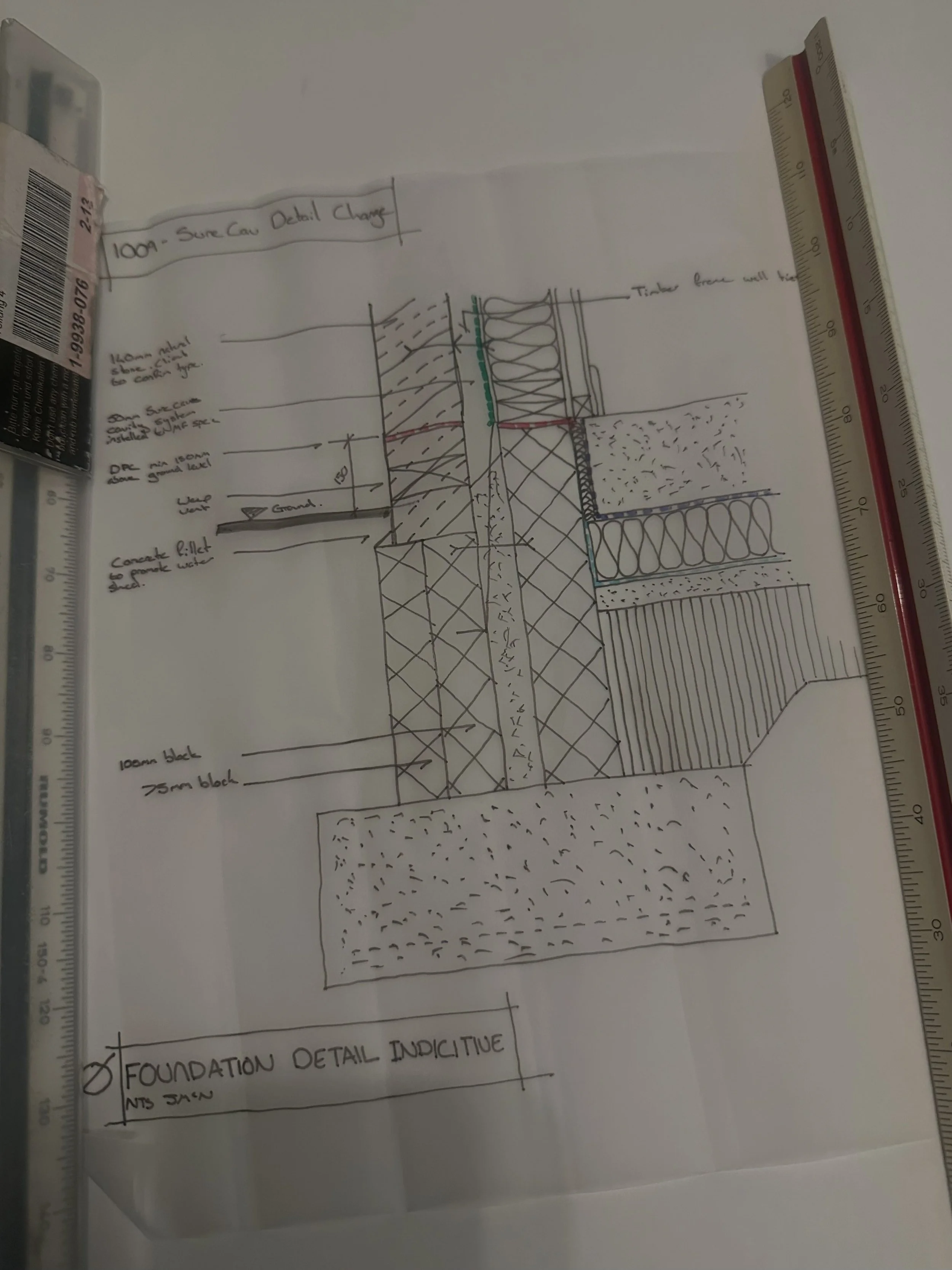 Some weeks in architecture are less about the finished image and more about working out how everything actually fits together.

These sketches are a glimpse into the technical side of my work at Studio + Sea: thinking through foundations, eaves, crit