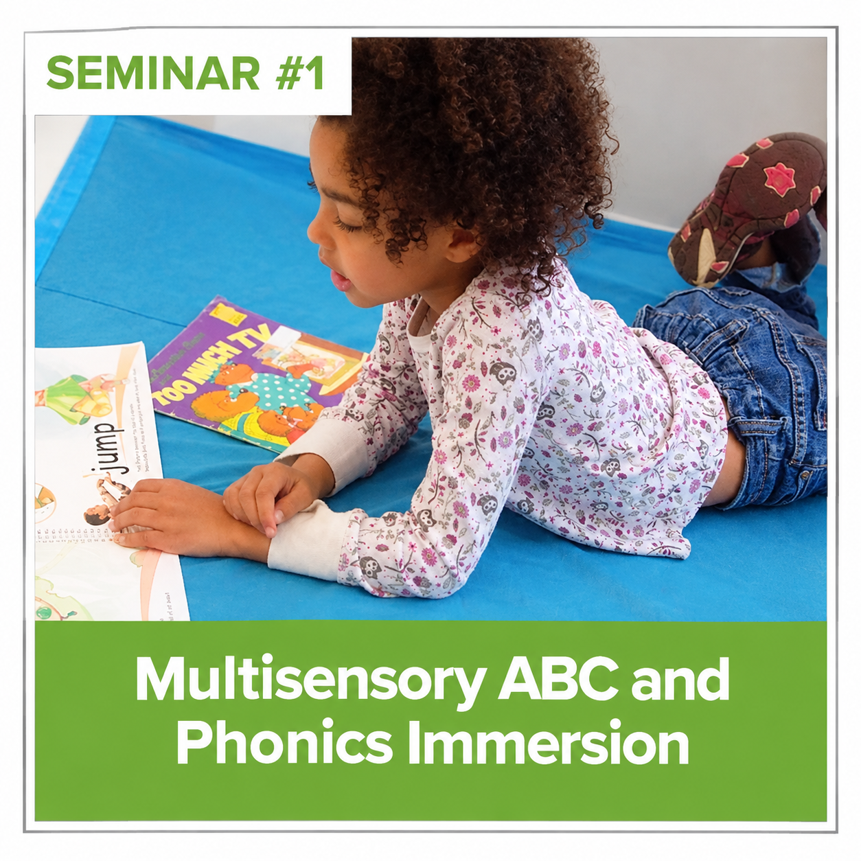 A kindergarten student studying phonics and reading, promoting Masterclass seminar #2 by Nellie Edge.