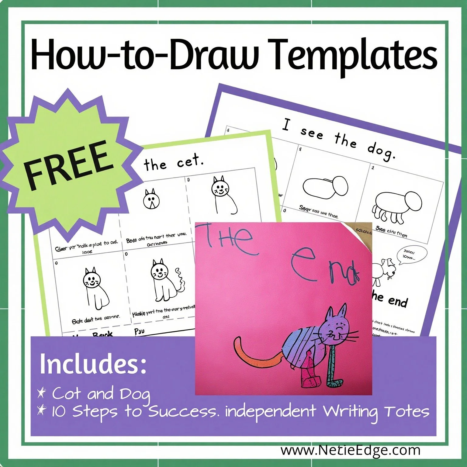 Free guide to drawing with cat and dog templates