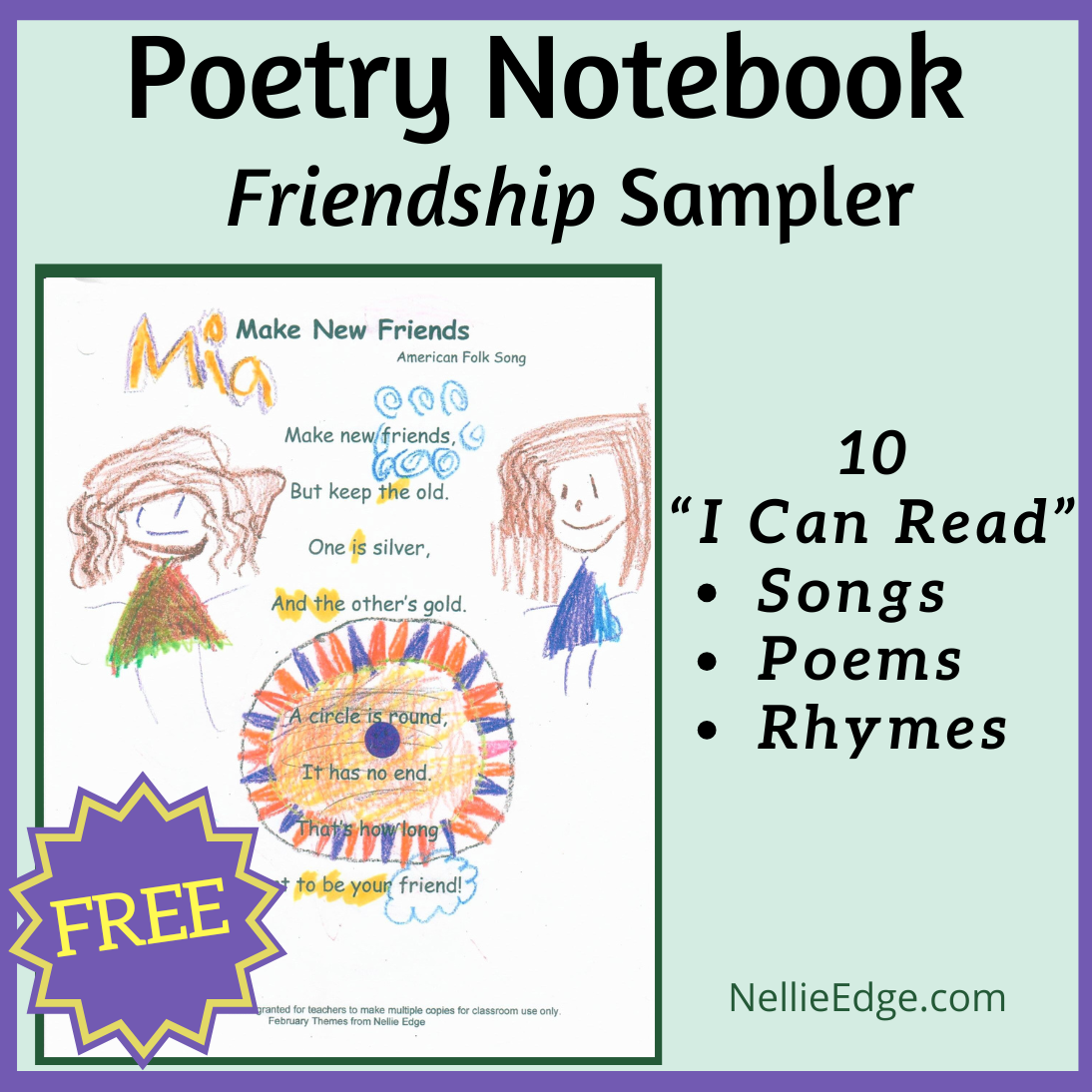 Poetry Notebook Free Friendship Sampler