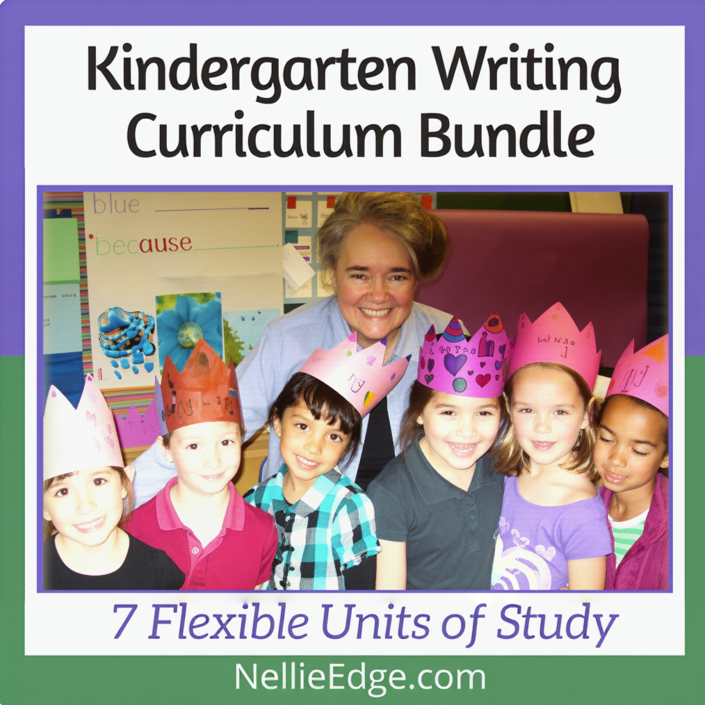 Nellie Edge with a class of kindergarten students as part of a curriculum bundle for Kindergarten Writing.