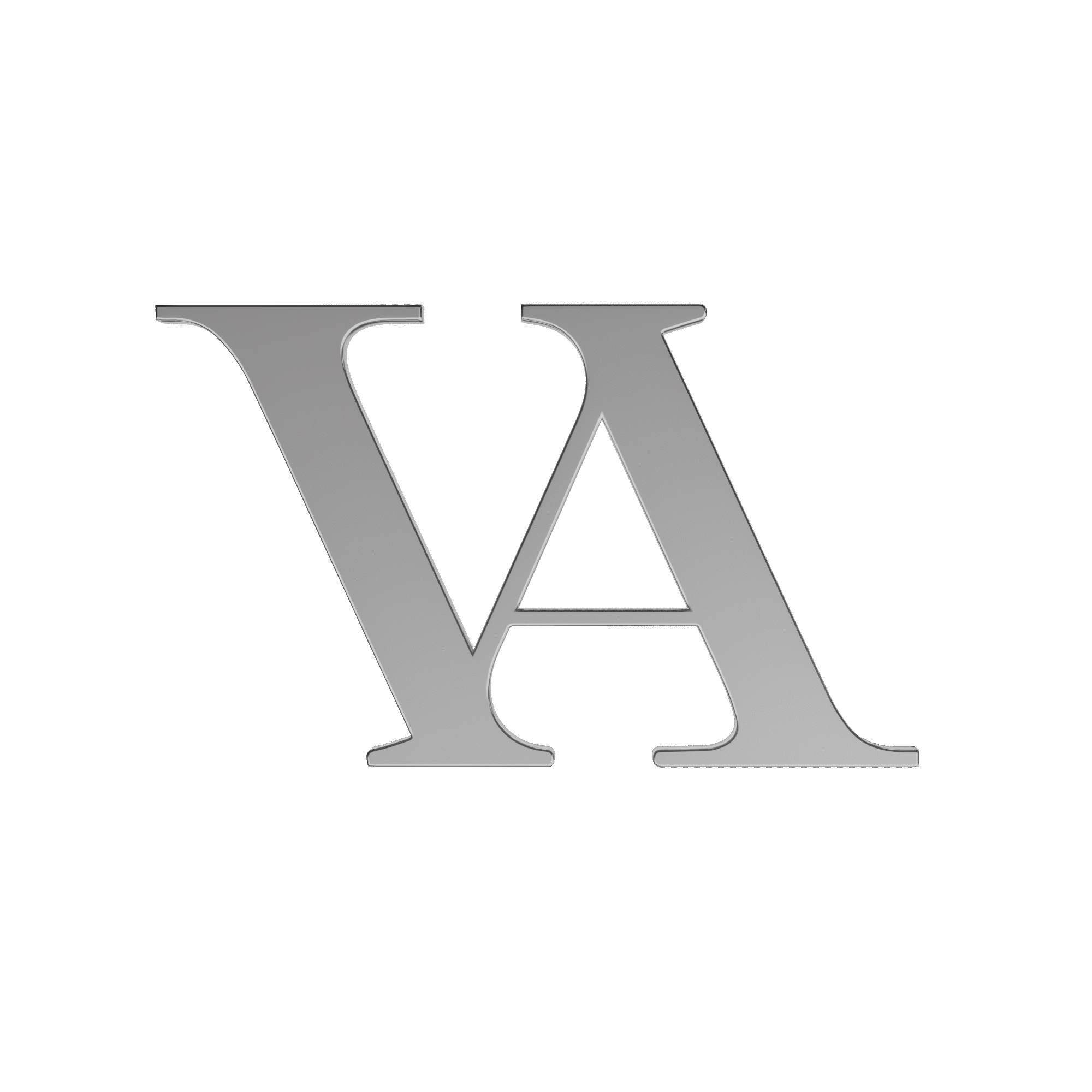 Close-up of a metallic letter 'W' on a black background