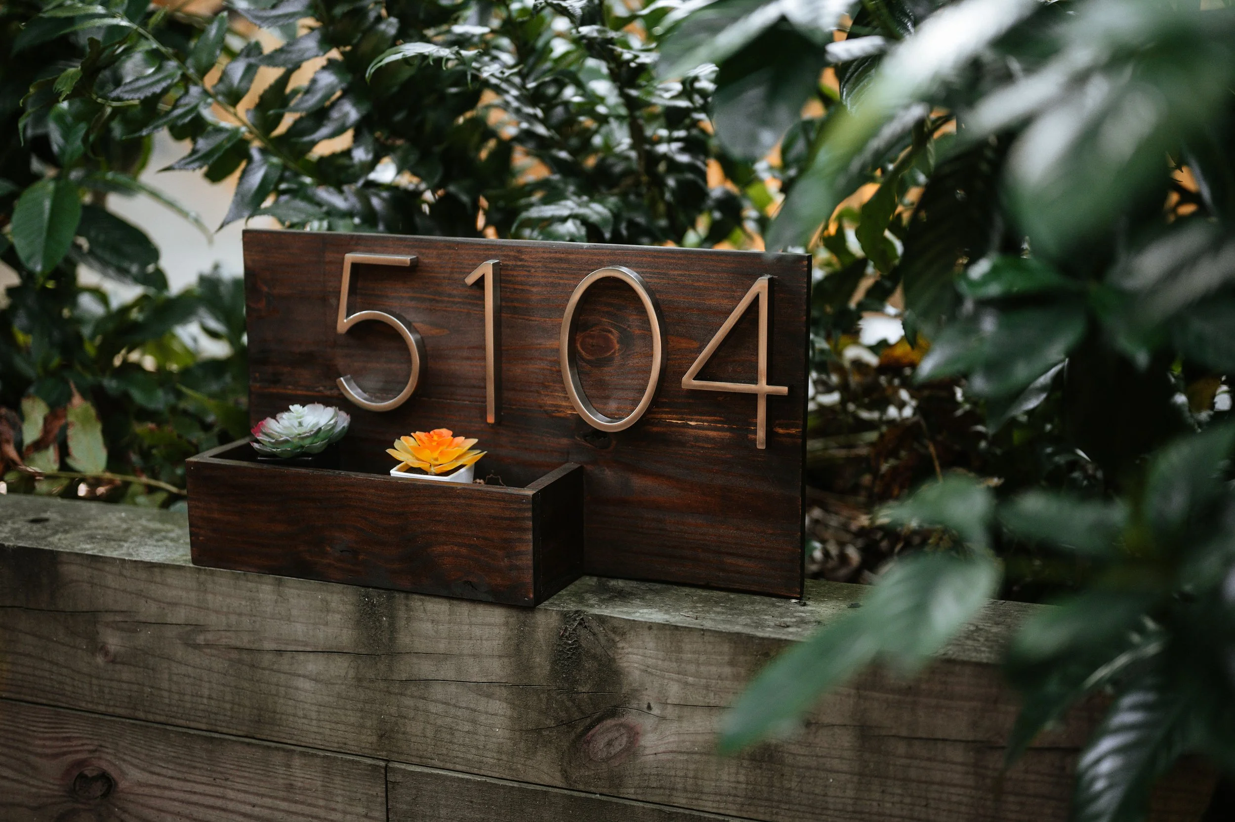farmhouse decor Handcrafted Wood Address Sign With Planter