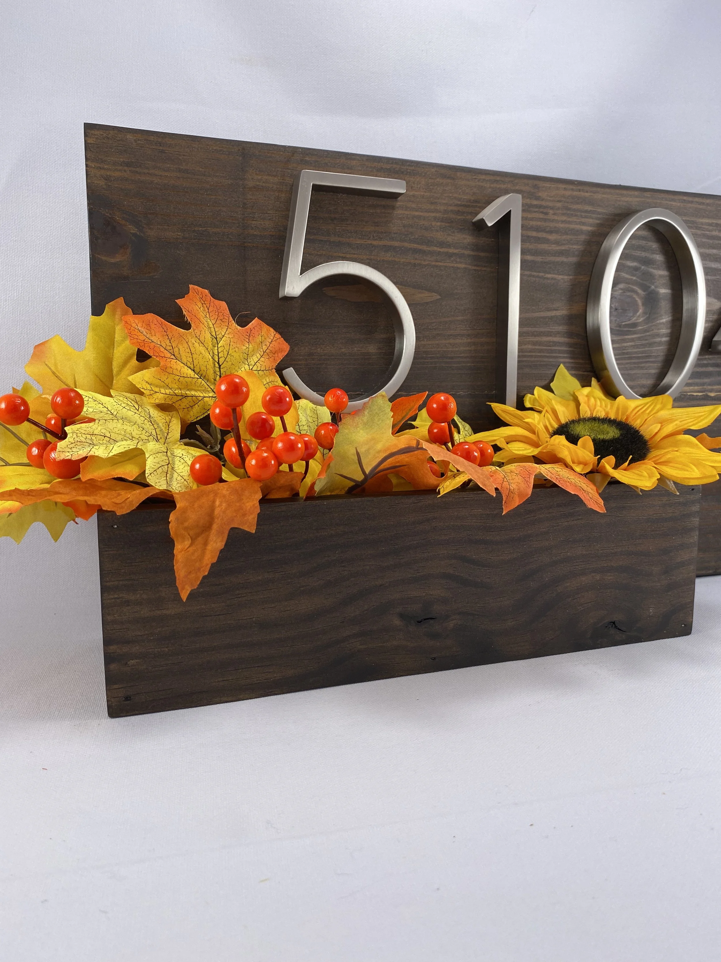 Handcrafted Wood Address Sign With Planter