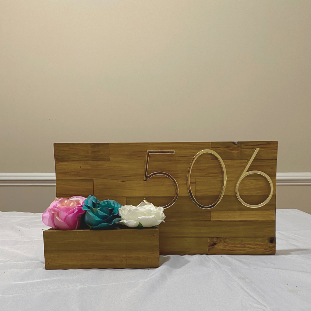 Handcrafted Wood Address Sign With Planter