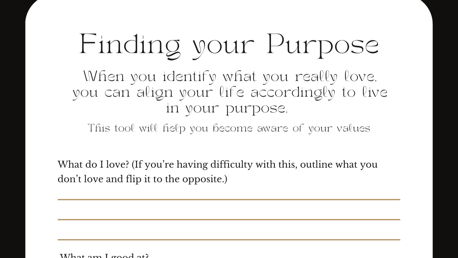 Finding Your Purpose Tool