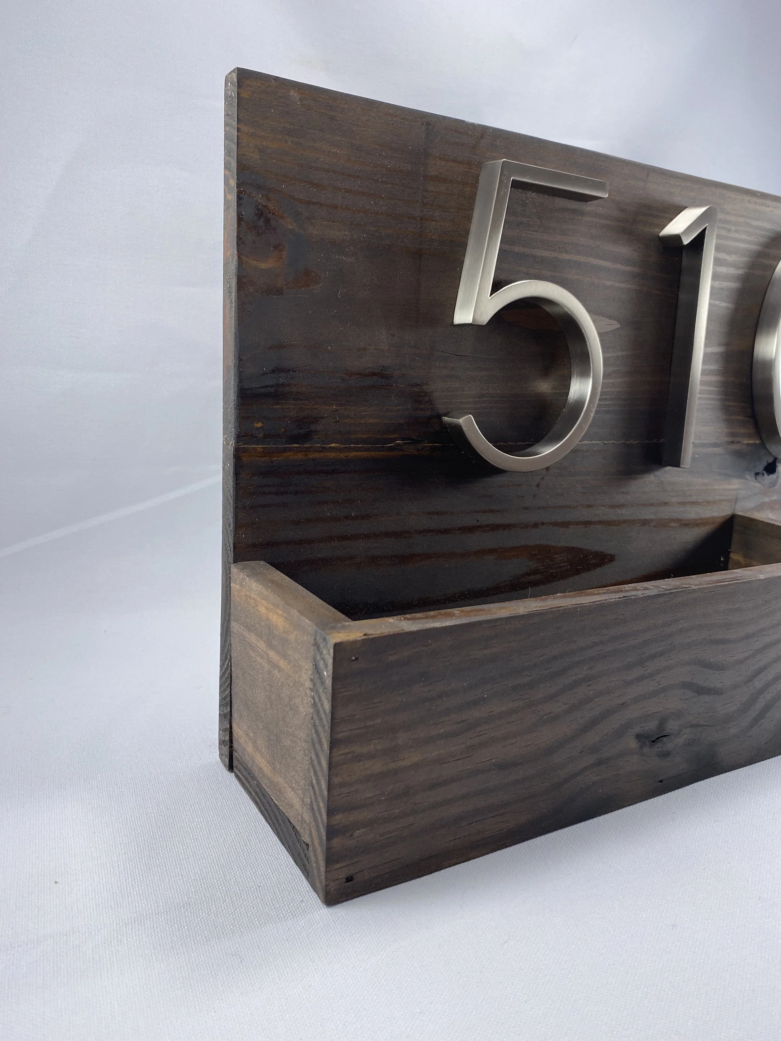 Handcrafted Wood Address Sign With Planter