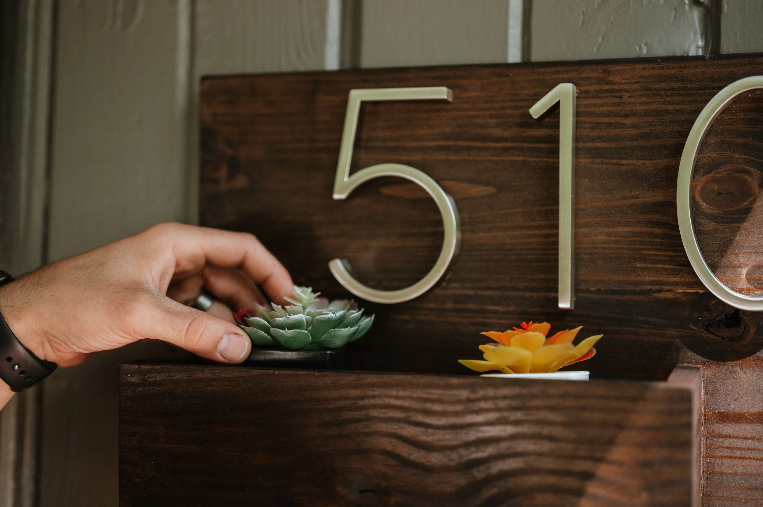 boyfriend christmas gift Handcrafted Wood Address Sign With Planter