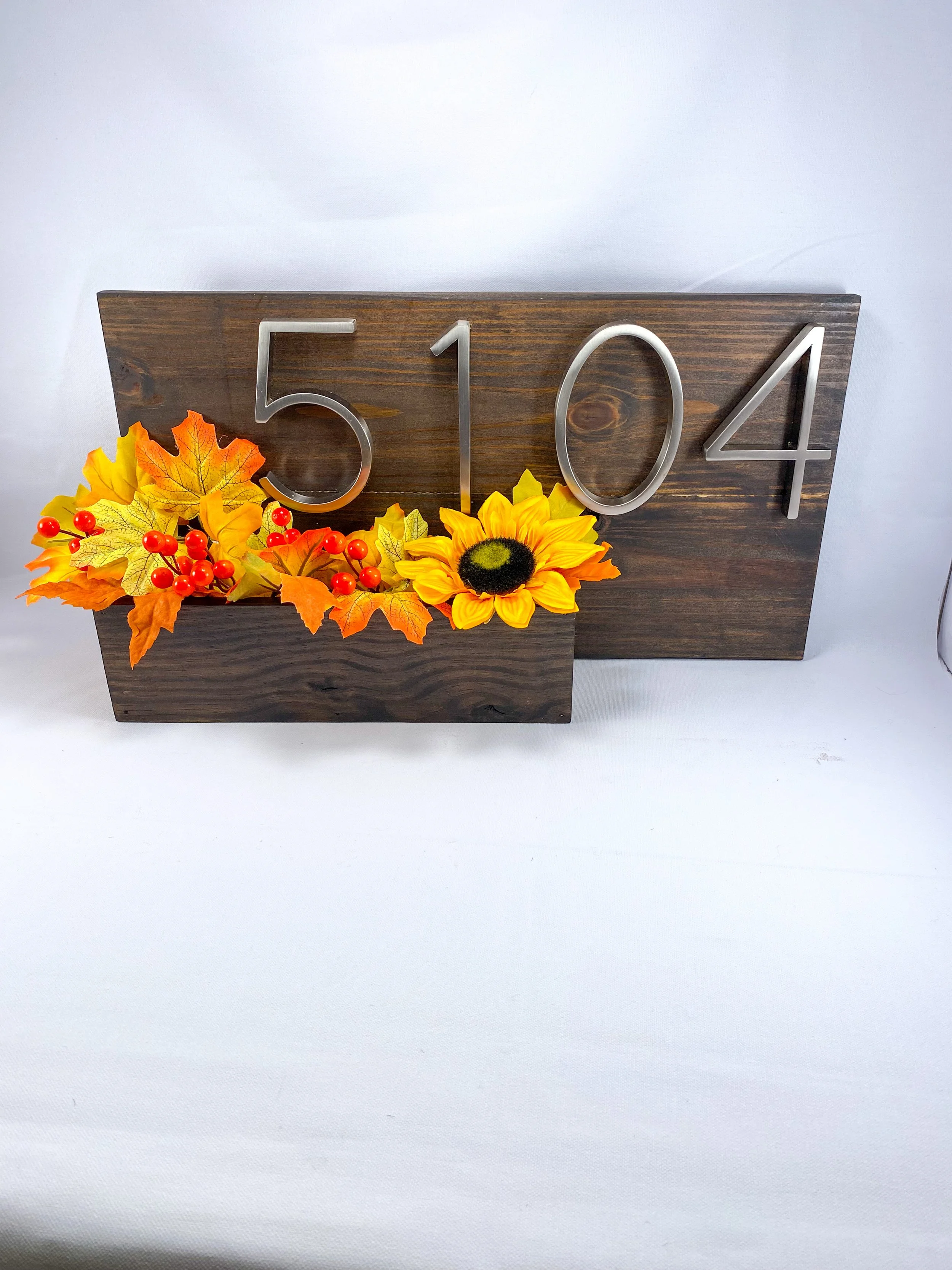 Handcrafted Wood Address Sign With Planter