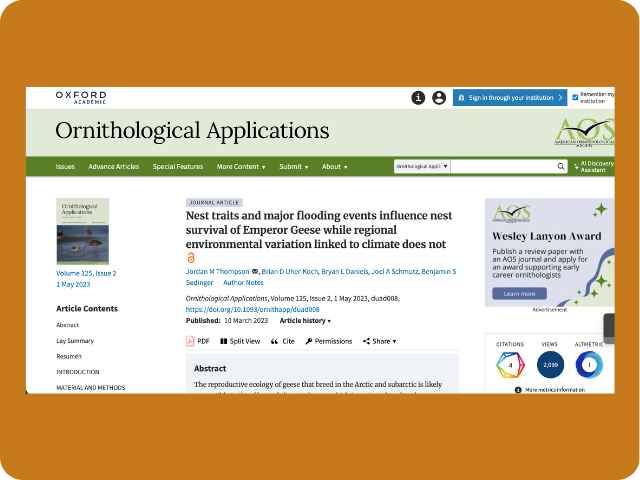 Nest Traits and Major Flooding Events Influence Nest Survival of Emperor Geese