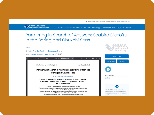 Partnering in Search of Answers: Seabird Die-offs in the Bering and Chukchi Seas
