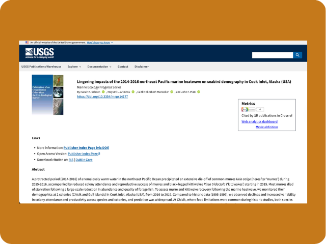 Lingering Impacts of the 2014-2016 Pacific Marine Heatwave on seabirds in Cook Inlet, Alaska