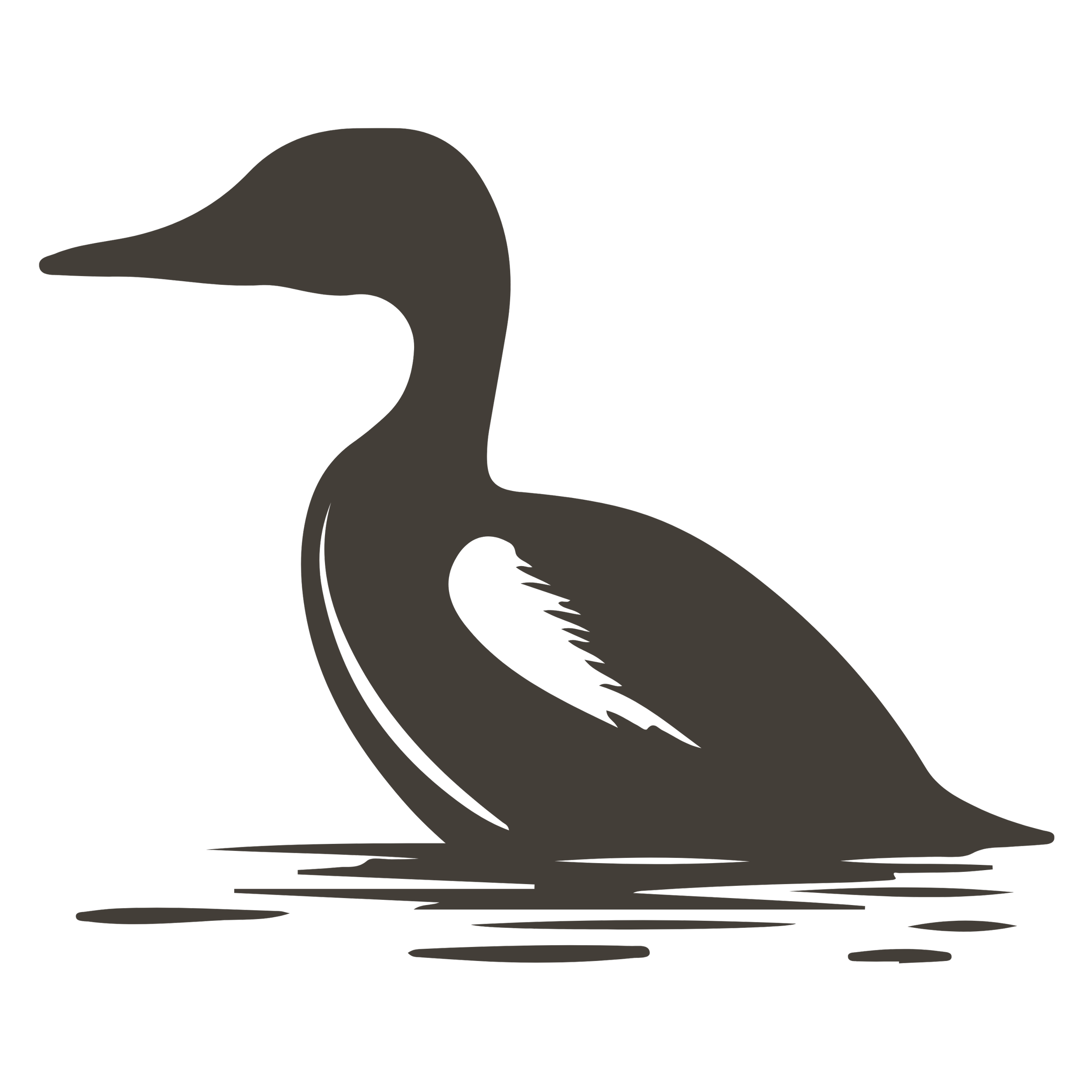 flatlay graphic of loon in water grey