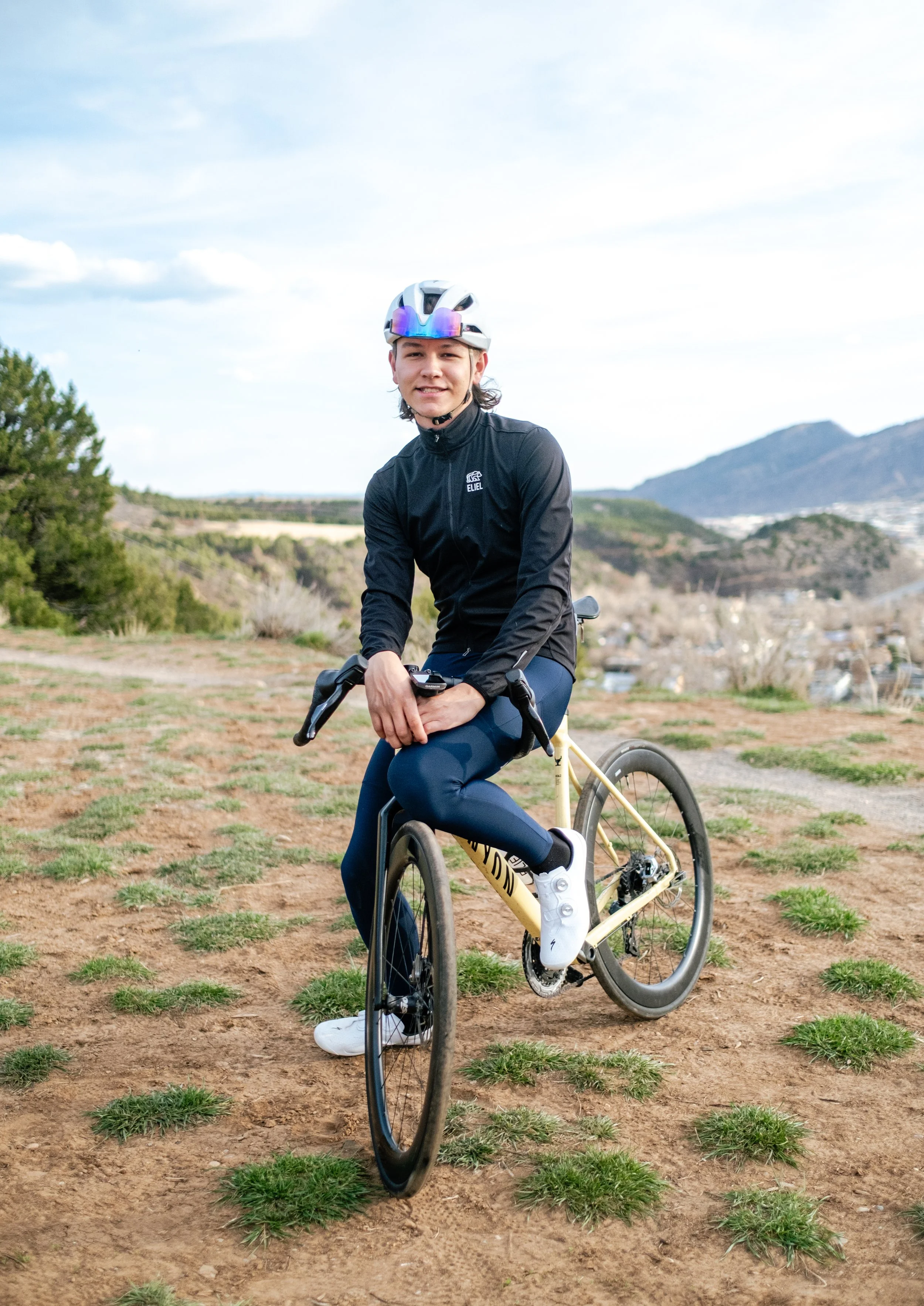 Evan hall for eliel cycling. on a canyon cycles gravel bike. 