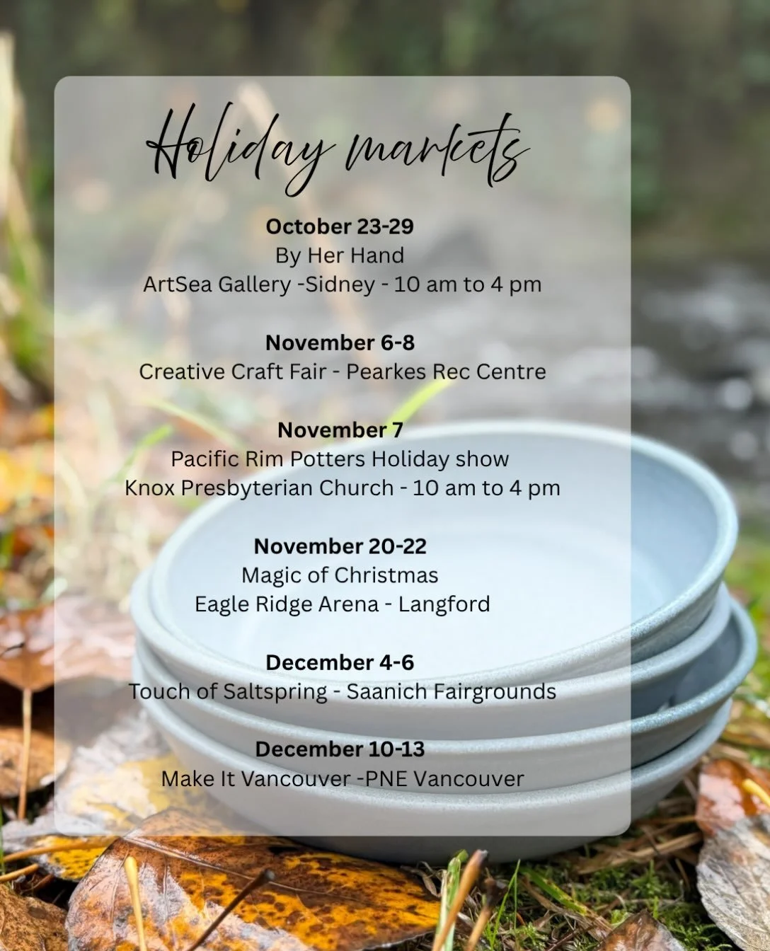 Finally sharing where I&rsquo;ll be over the coming weeks!

Not sure how it happened, but I managed to mix up some of my dates, so a few weekends are now looking a little busier than expected&hellip; My daughter is ecstatic, as this means she&rsquo;l