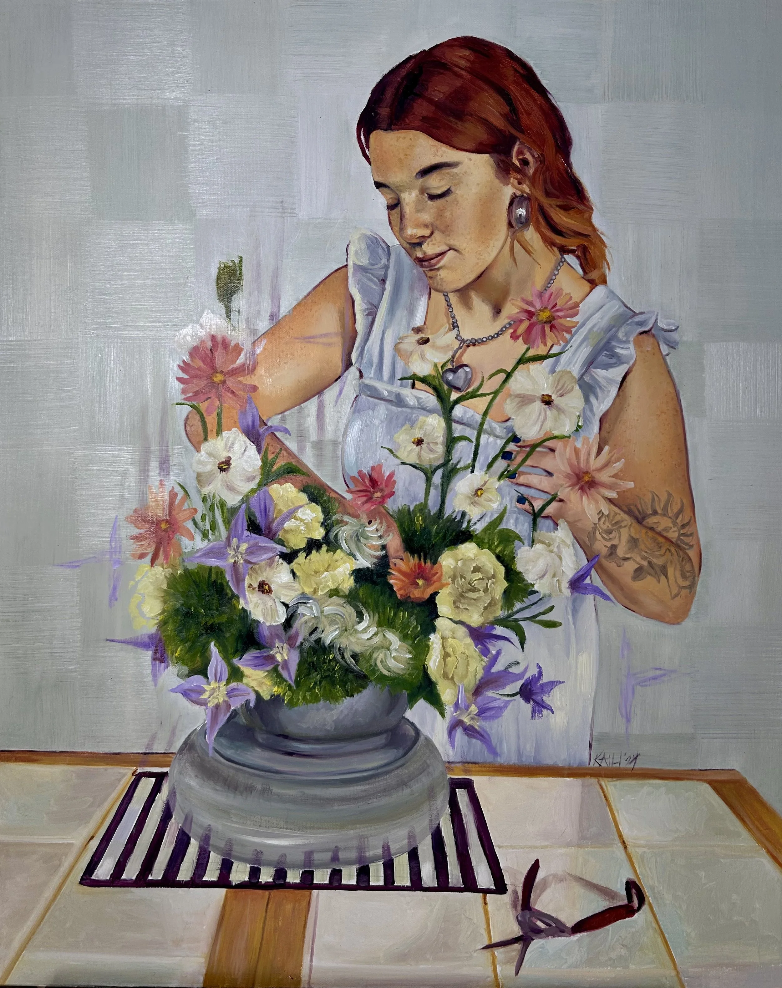 "Annie Among Flowers"
Oil on Canvas, 30"x24", 2024