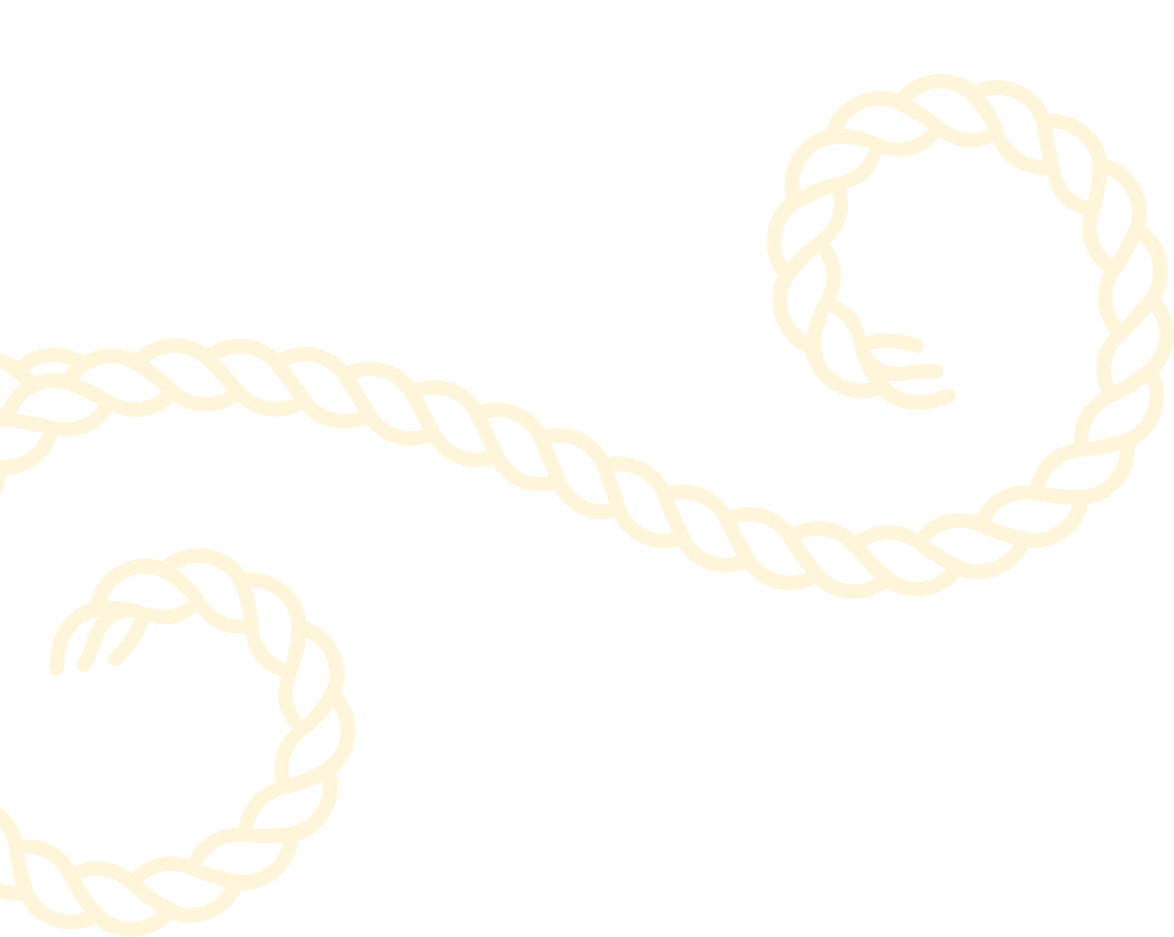 Black fabric with beige twisted rope pattern forming loops and circles.