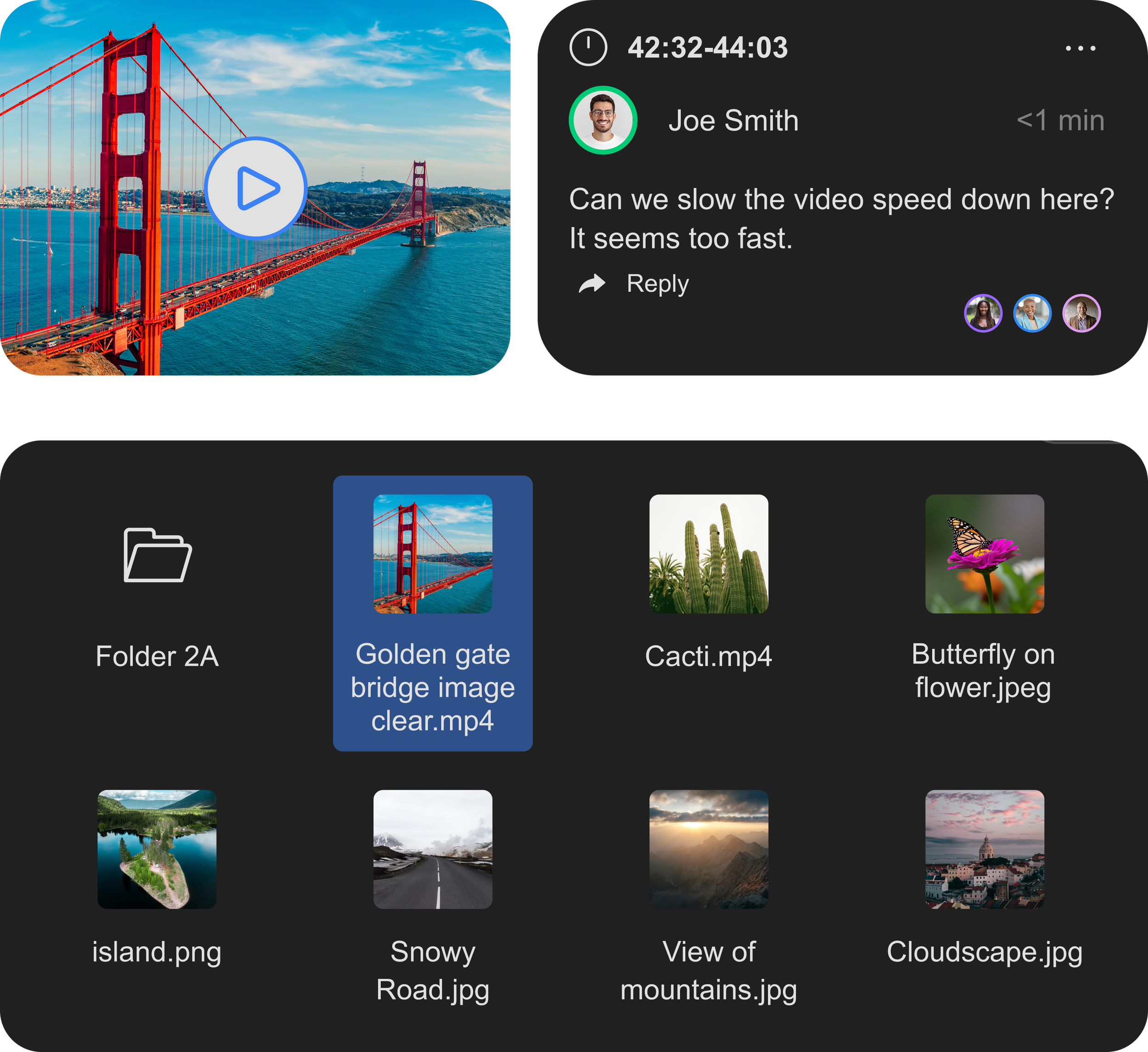 Player, annotations and file folder of a Coresee Room Media tab.