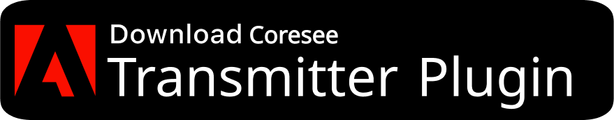 Download Coresee Transmitter Plugin logo with Adobe branding.