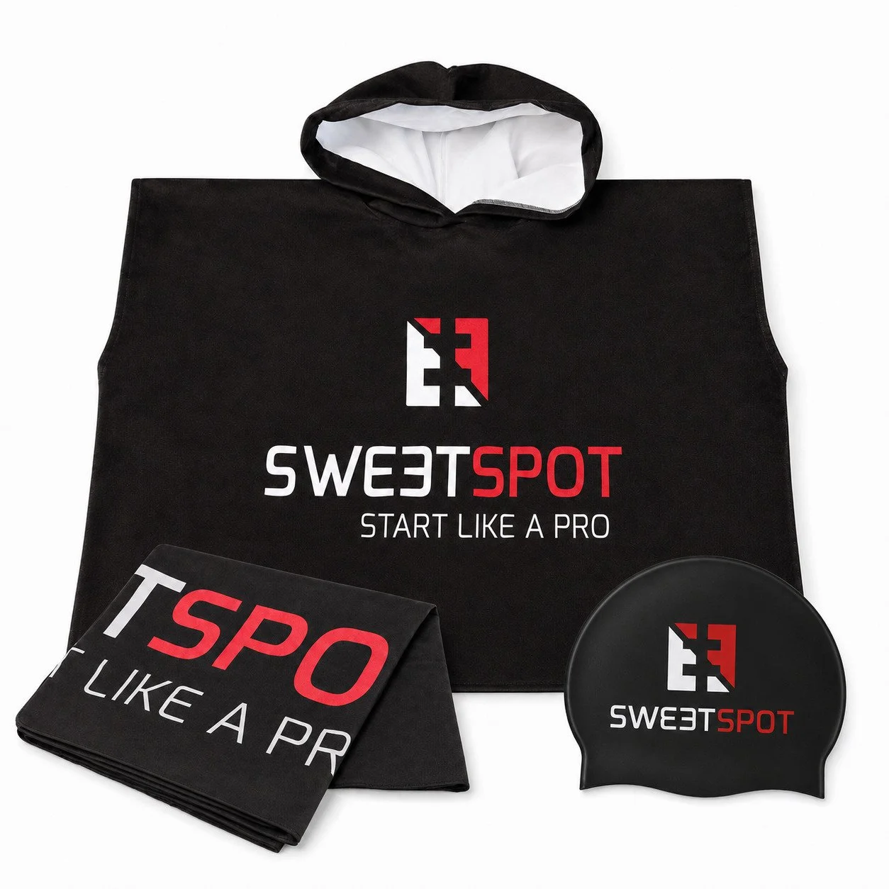 sweetspot bundle swim bundle , badehaube, handtuch, poncho und für triatholon