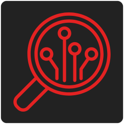 Lupe mit einem Schaltkreis-Design im Inneren