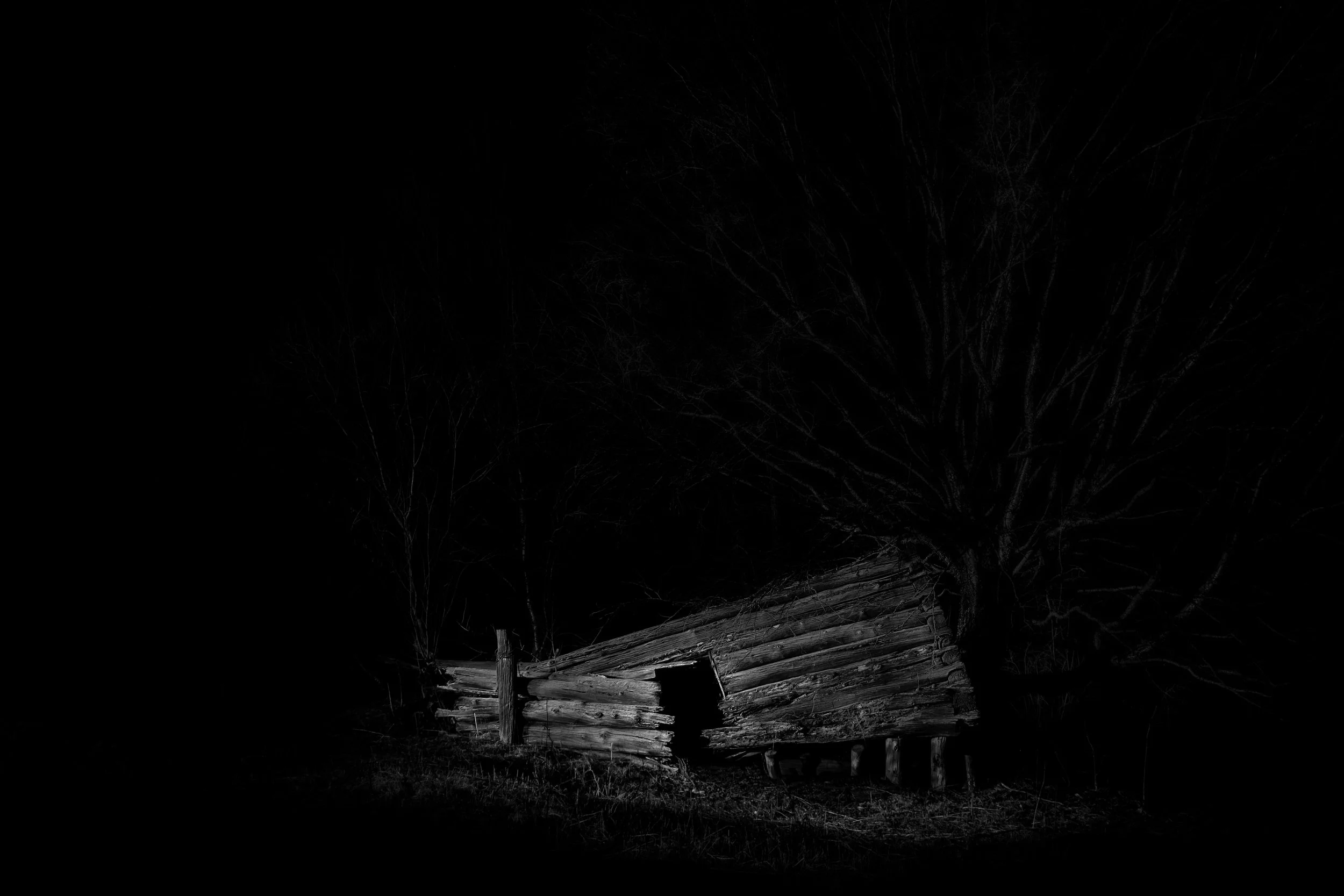 Threshold
A doorway still standing as the structure around it collapses. It opens onto darkness. The threshold remains. Everything else is failing.