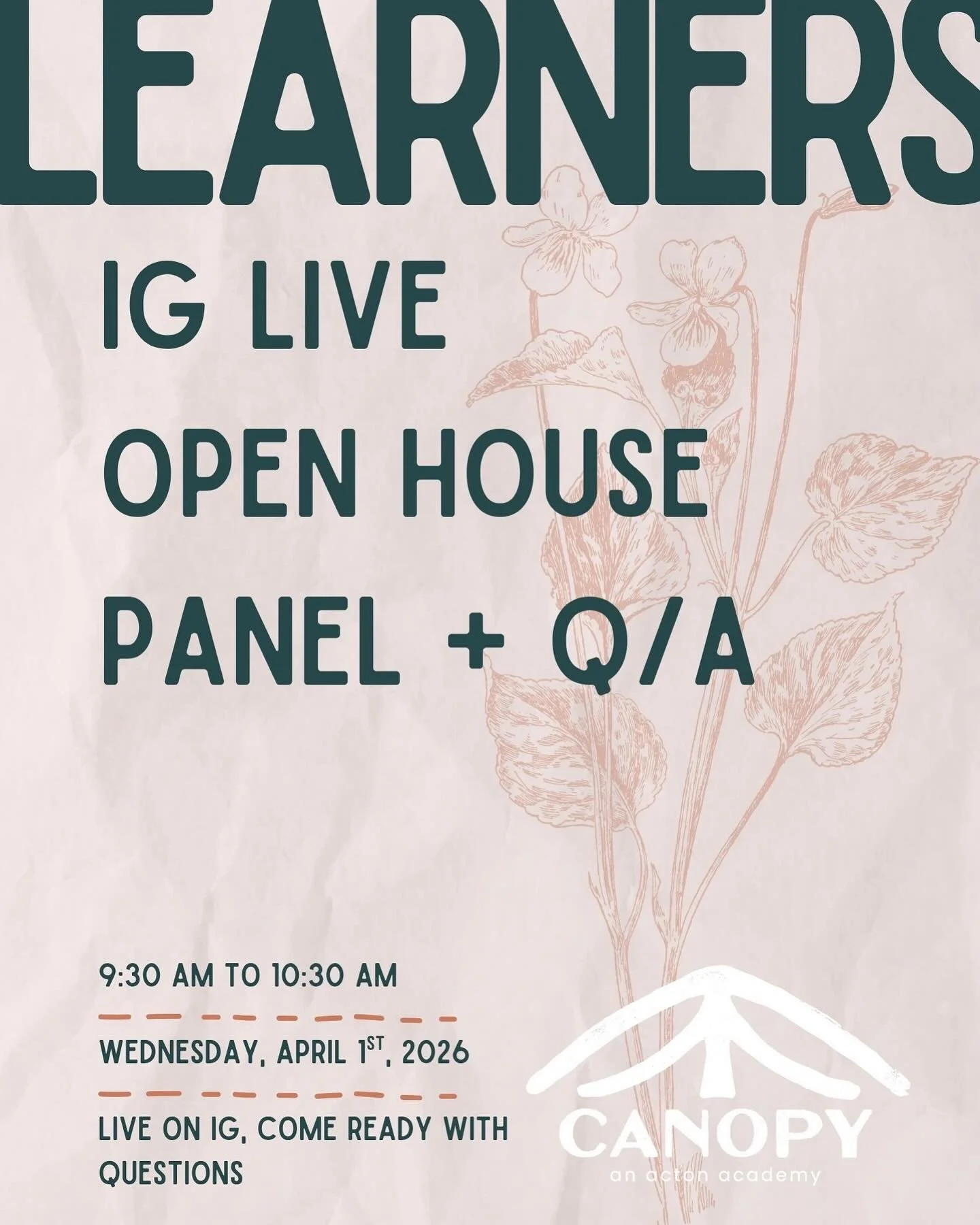 The learners have the mic. 🎙️ 

At Canopy, learners don&rsquo;t just follow the path, they help build it. 🌱🛠️

Join us for our Learners Open House LIVE on IG, where our learners take the panel, &amp; tell you exactly what it means to lead their ow