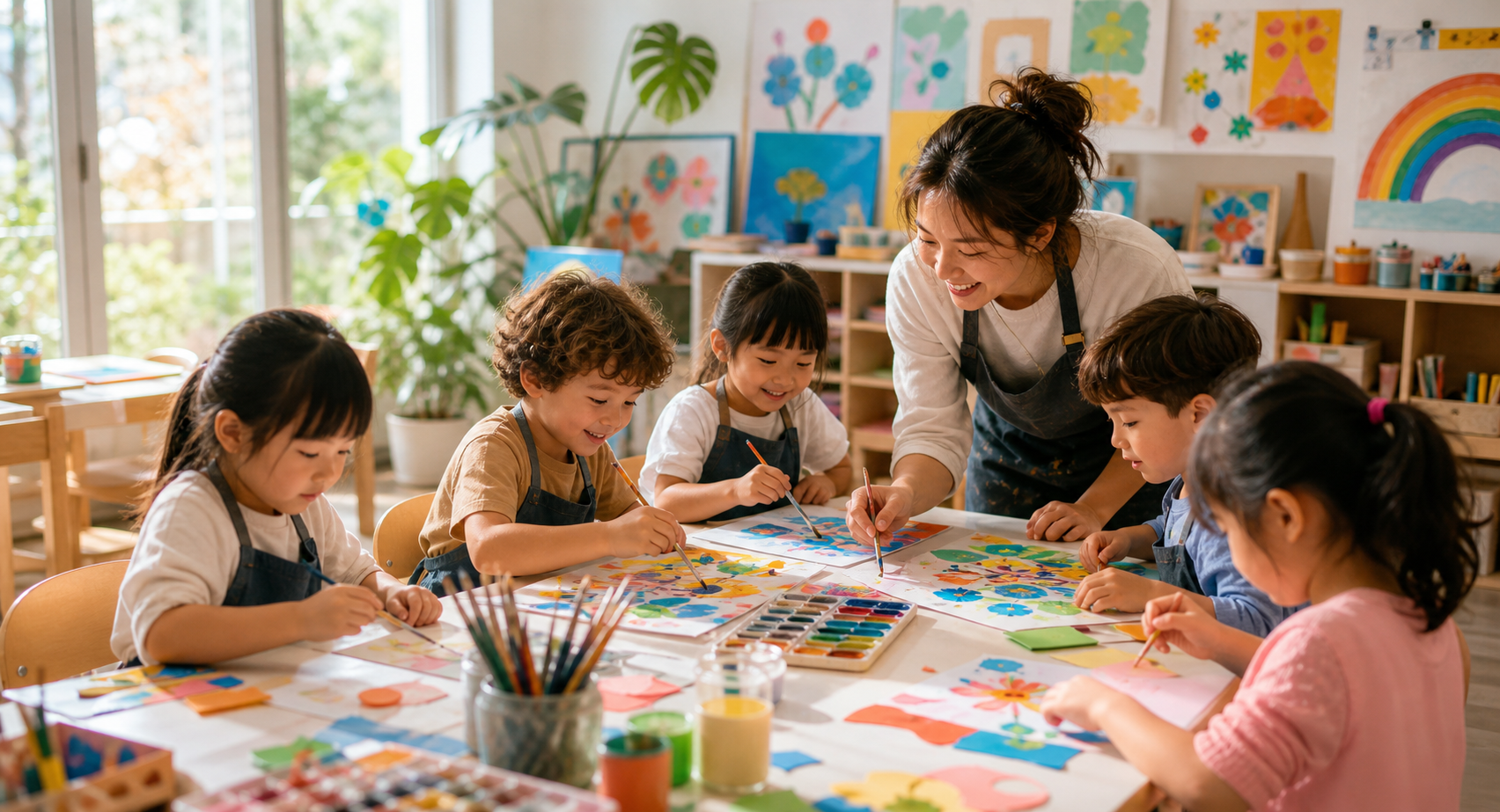 Children creating art at UBABY COLOR
