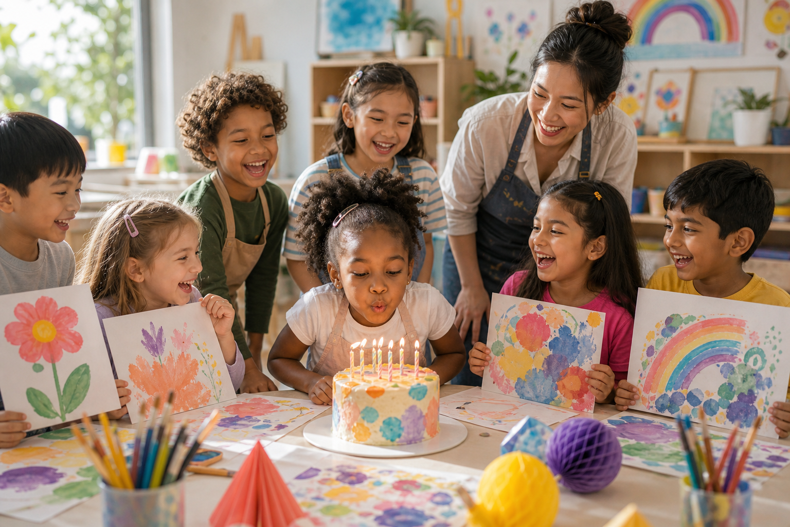 Cake and wishes with friends and family